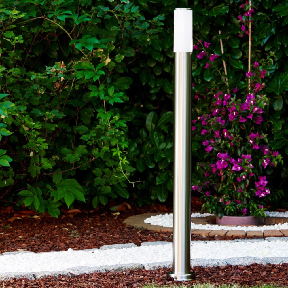 Lampada da esterno Caserta, lampada moderna con base in acciaio inox e dischi in plastica, luce di percorso 110 cm, lampada da giardino, E27, illuminazione da giardino IP44, senza lampadina/e