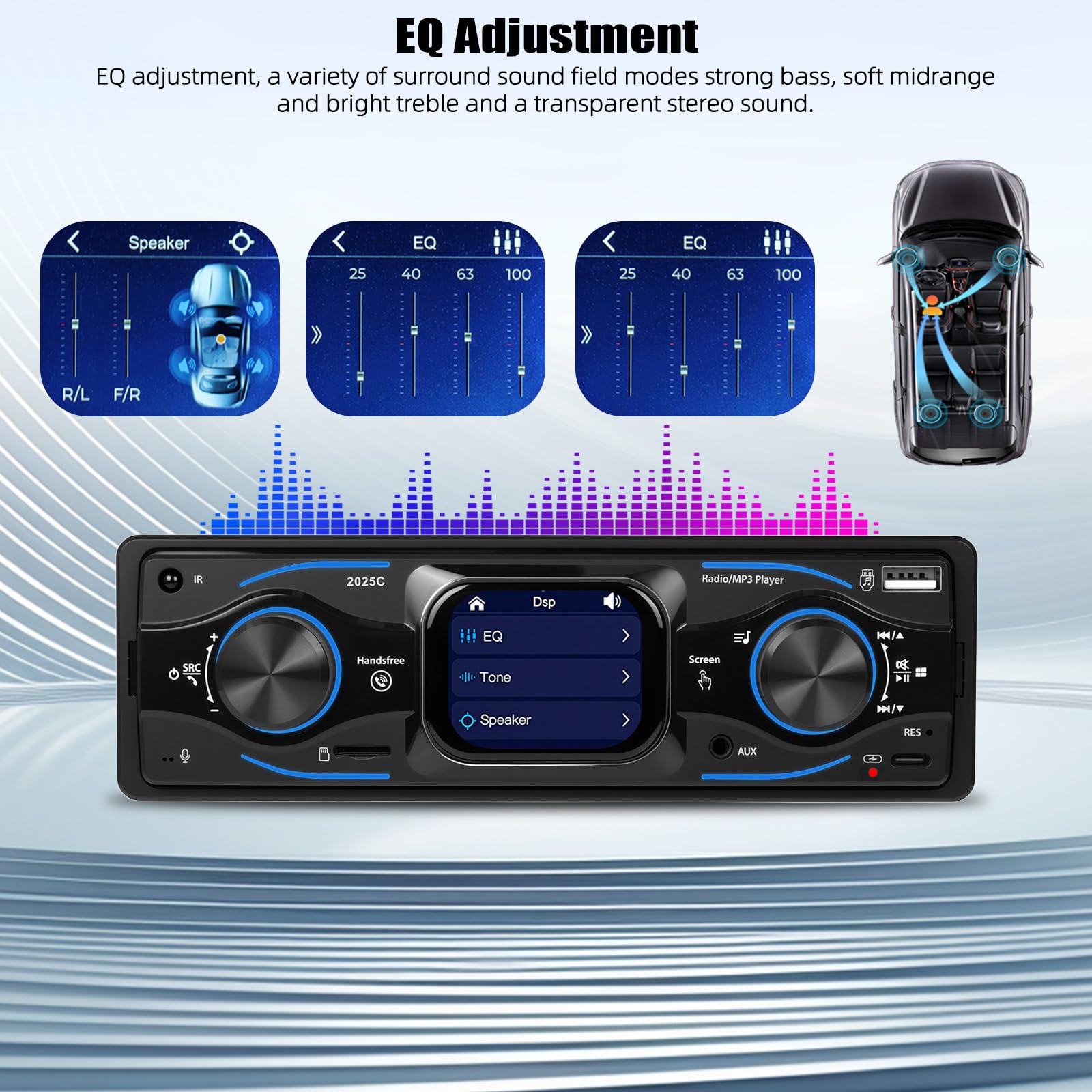 [2.17" SCHERMO TOUCH] CAMECHO Autoradio 1 Din Bluetooth Vivavoce Lettore Multimediale Digitale con Radio FM, Lettore MP3 per Auto, USB/Ingresso AUX/Riproduzione da Pen Drive + Telecomando Incluso