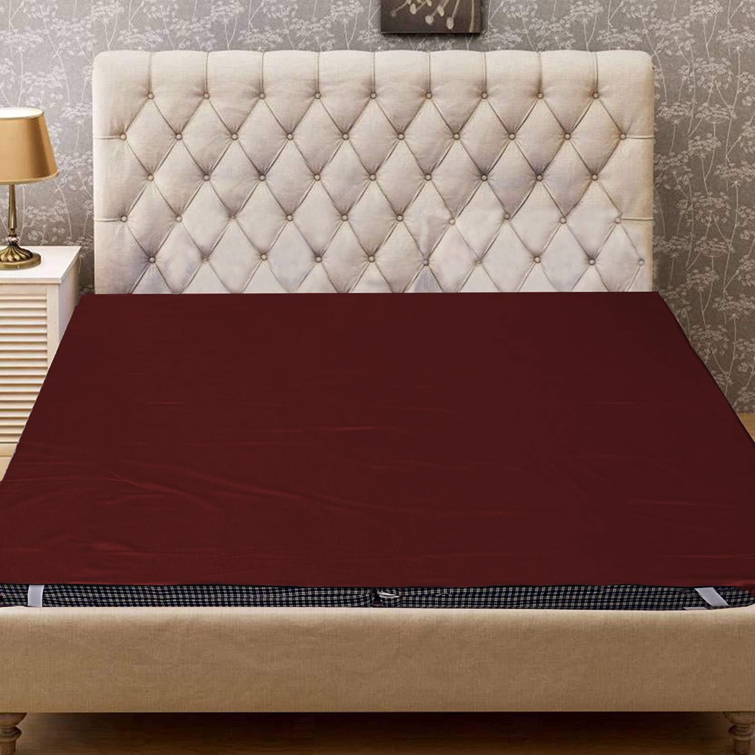 PVC Water Resistant Mattress Protector Sheet, (Maroon, Standard,72X84Inches)