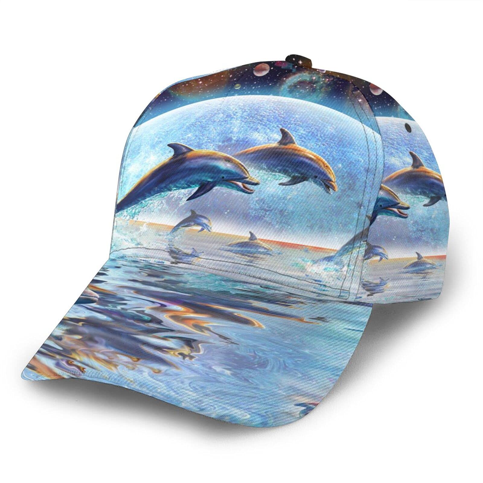 Loujin Unisex #42 Adjustable Baseball Cap 3D Printed Trucker Hat Dolphins Jumping Sunset Dolphin Sports Snapback Black