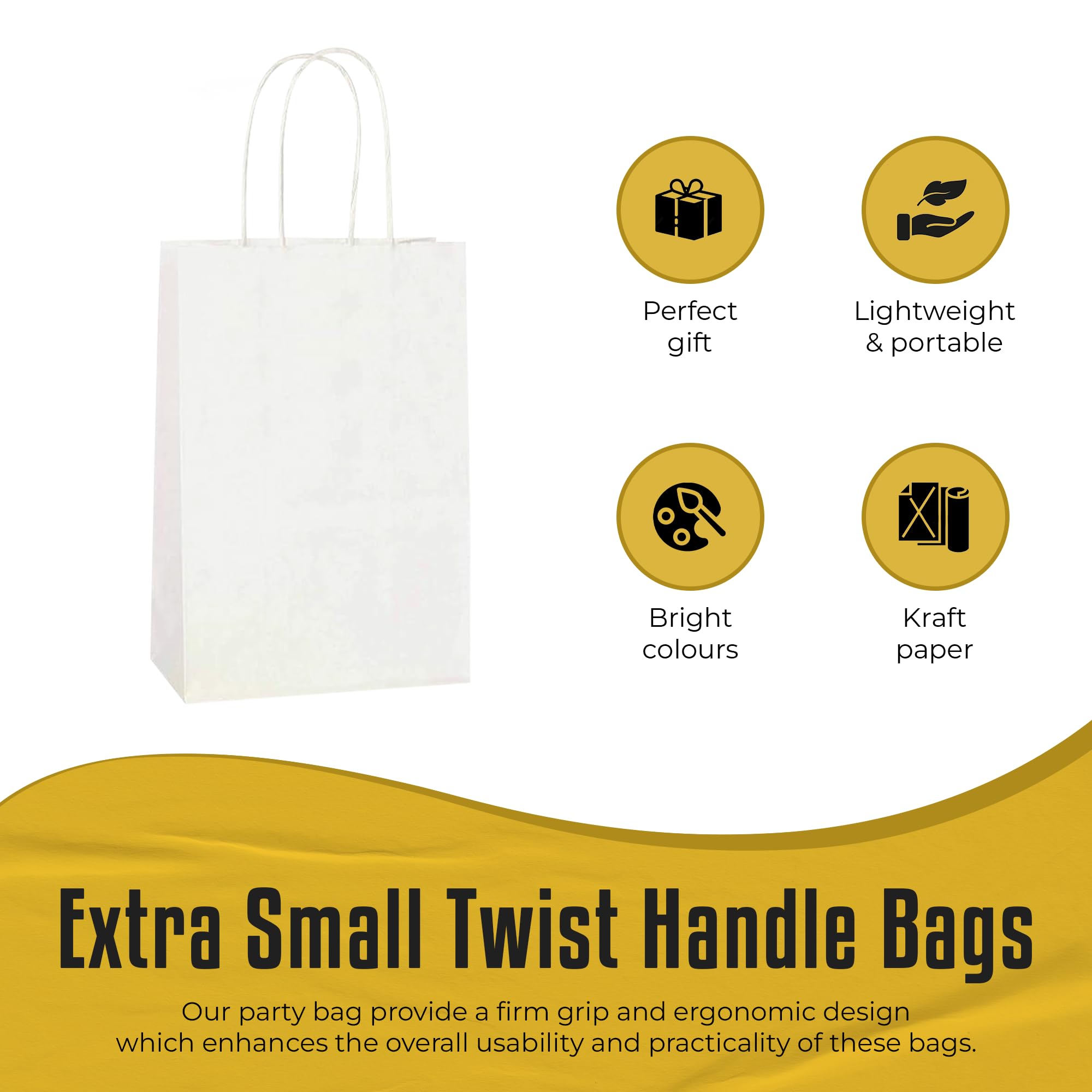 Thepaperbagstore 25 White Paper Party Bags With Handles, Colourful Paper Gift Bags for Kids and Adults Parties Birthdays - Image 2