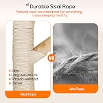 Susire Indoor Modern Cat Tree: 44Inch Large Cats Tower Made by Wood with Sturdy Base and Sisal Rope Scratcher - Kitty Tall Activity Climbing Perch with Two Wicker Baskets and Flower Shape Platform