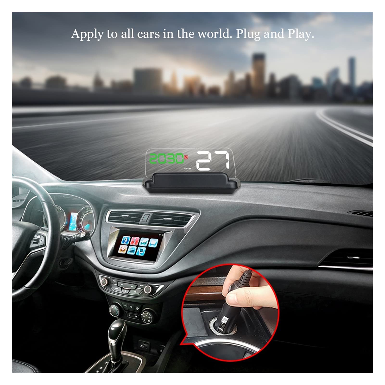 Uniwersalny komputer pokładowy alarm o przekroczeniu prędkości obrotowej RPM samochodowy wyświetlacz HUD Head Up GPS projektor prędkości automatyczne inteligentne gadżety (Blu)