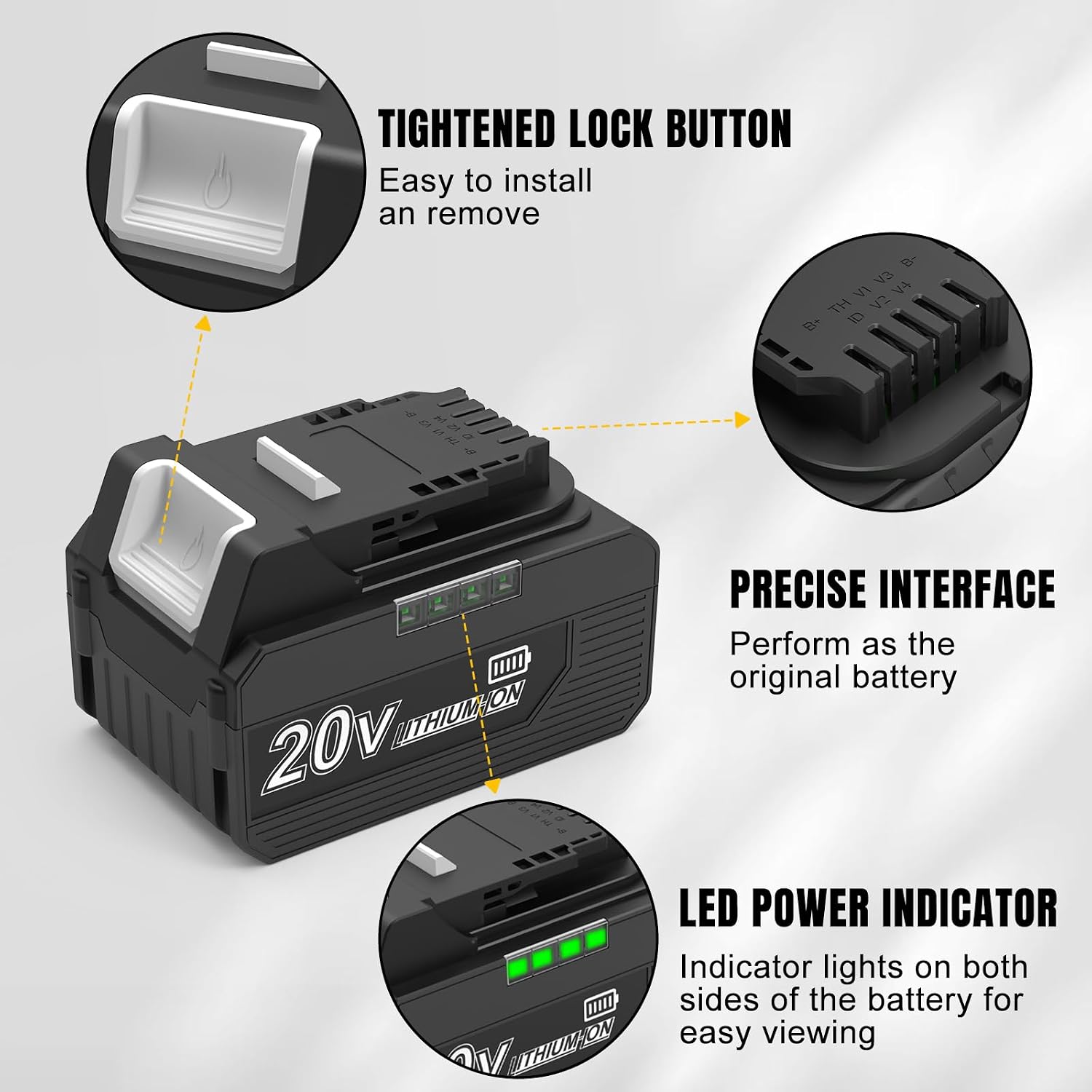 2 Packs 6.5Ah DCB200 Batterry and Charger Set Replacement for Dewalt 20V Max DCB200 DCB204 DCB206 DCB203, Compatible with Dewalt 20 Volt DCD DCF DCG Cordless Power Tools