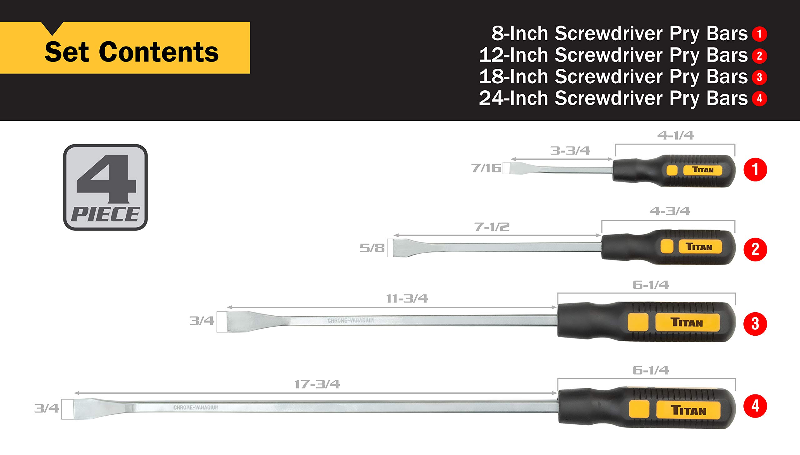 Titan Tools 17102 - Juego de 4 palancas de punta angular