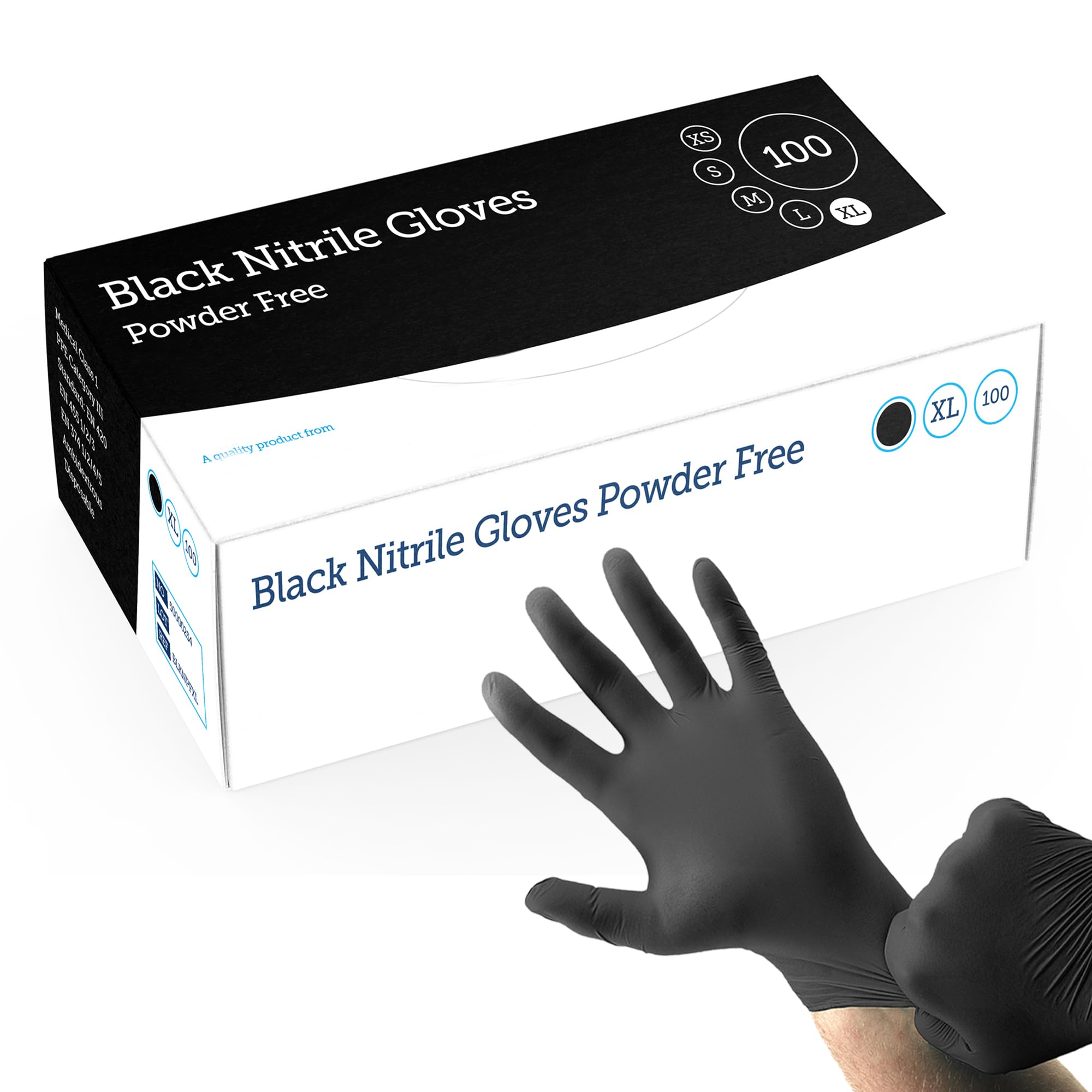 STORM TRADING GROUP Black Nitrile Powder Free Gloves Strong & Puncture Resistant Ideal For Medical, Tattoo, Barber Shop & Mechanical Gloves (2000, Medium)