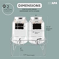 Vista 2 de Ilyapa Dispensador de bebidas de 2 galones, paquete de 2 con base de metal, grifo de acero inoxidable, dispensadores de bebidas para fiestas