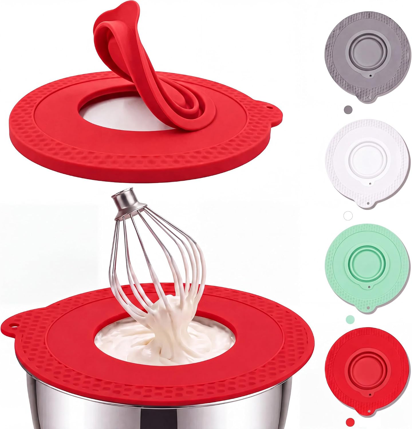Silicone Bowl Cover with Removable Center Lid for Kitchen Aid Mixer, 6 Qt