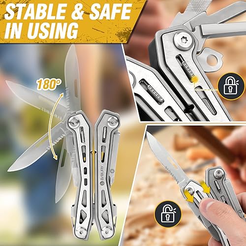Miniatura 7 de BIBURY Multitools BI2043 - Alicates portátiles multiherramienta plegables con resorte con tijeras, abrelatas y destornillador, herramientas EDC de