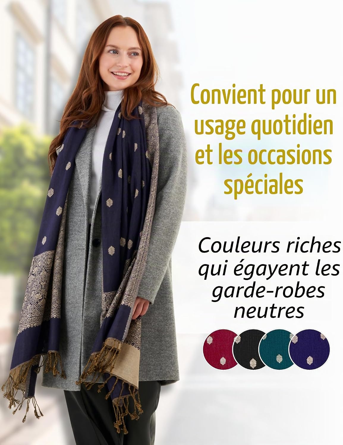 LOVARZI Écharpe Femme Luxe Bleu - Foulard Chaud pour Hiver, Élégance et Confort - Pashmina Femme — image 5
