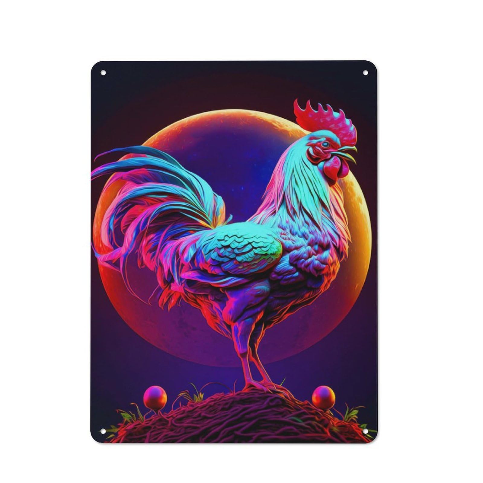 Junmoney Rooster Shop Front Style Bistro Metal Sign 40X30cm, Cafe Wall Decor For Tea Room, Shop Wall Or Breakfast Area