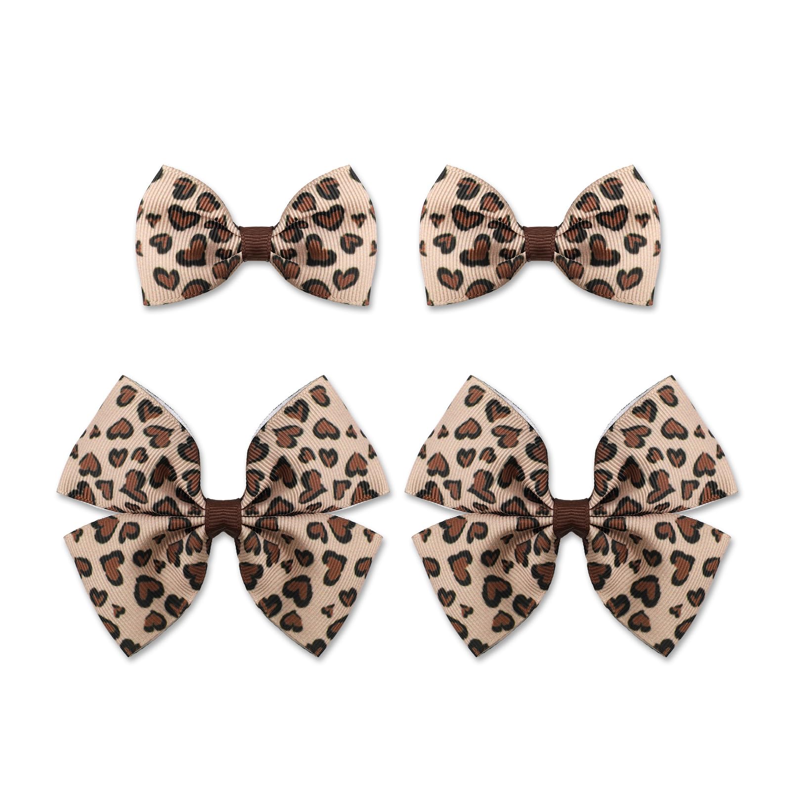 4pcs Leopard Bow Hair Clips, Cheetah Print Bowknot Hair Clip Korean Style Alligator Clip Barrettes Hairpins for Girls Women Kids Hair Accessories
