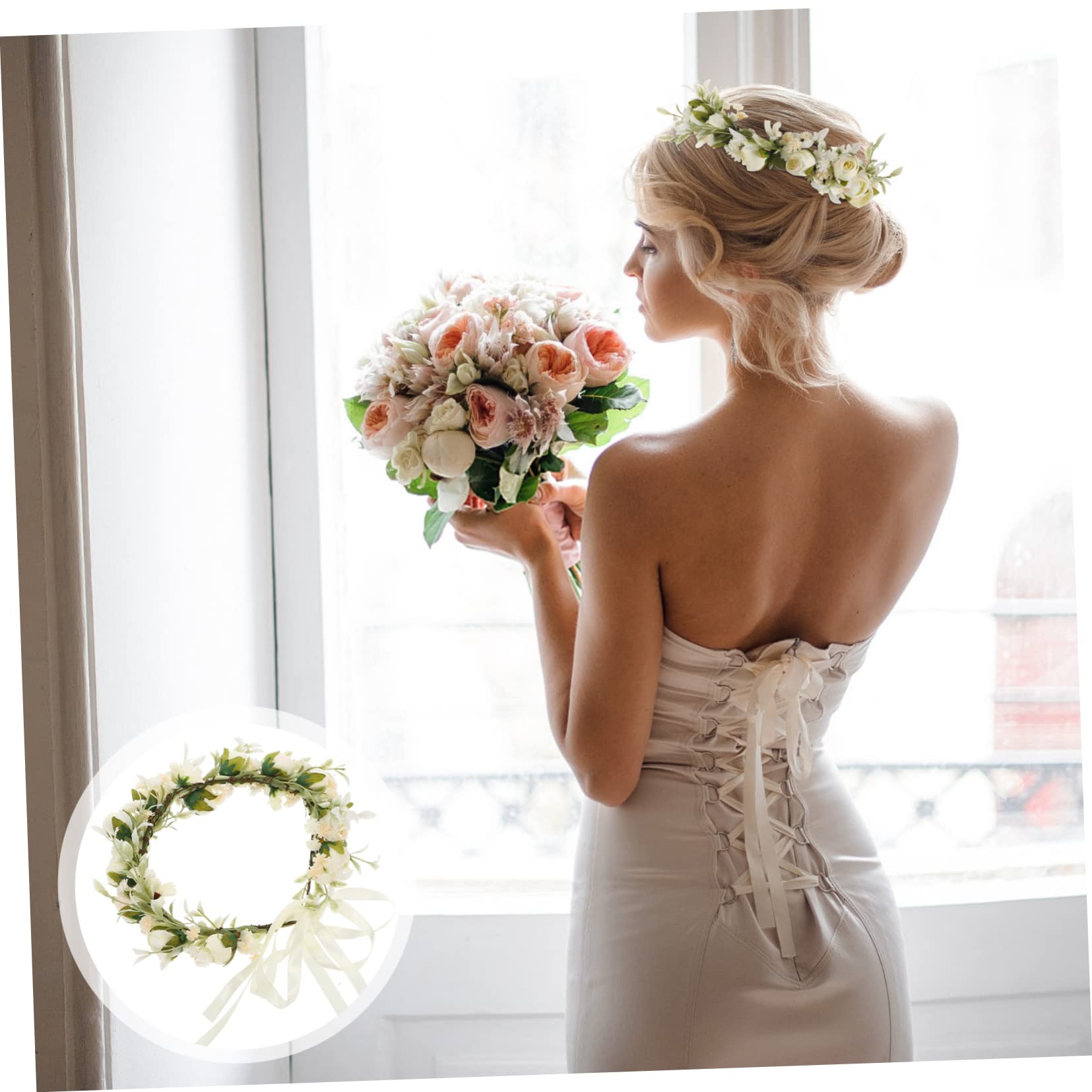 Beavorty 3stücke Blumenkranz Haarband Hochwertigen Kunstrosen Kopfstück Für Hochzeiten Braut Und Fotografie Vielseitig Für Feiern Und Besondere Anlässe