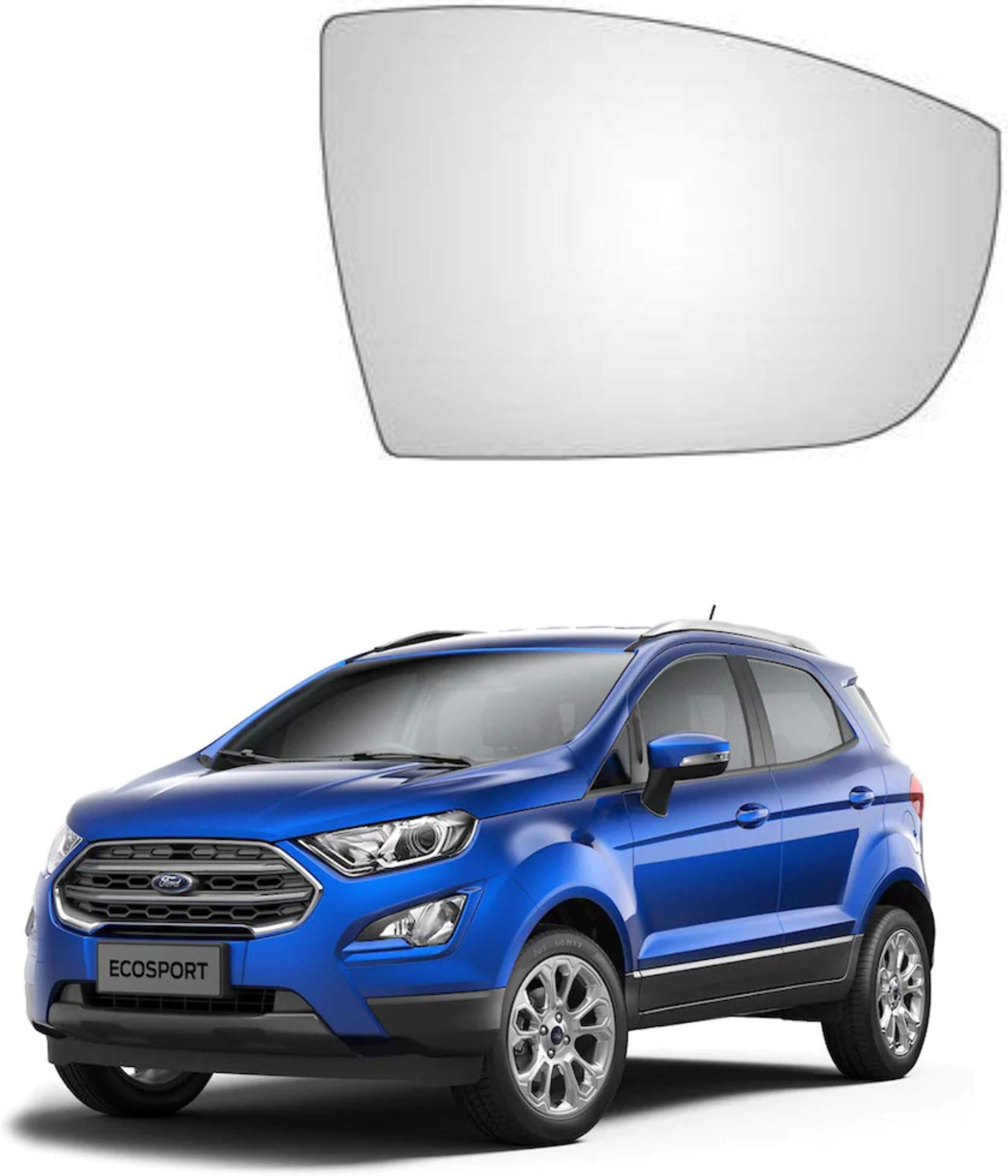 Rear View Mirror Glass (Right/Driver Side) Compatible with EcoSport (Type-2) 2017-2019
