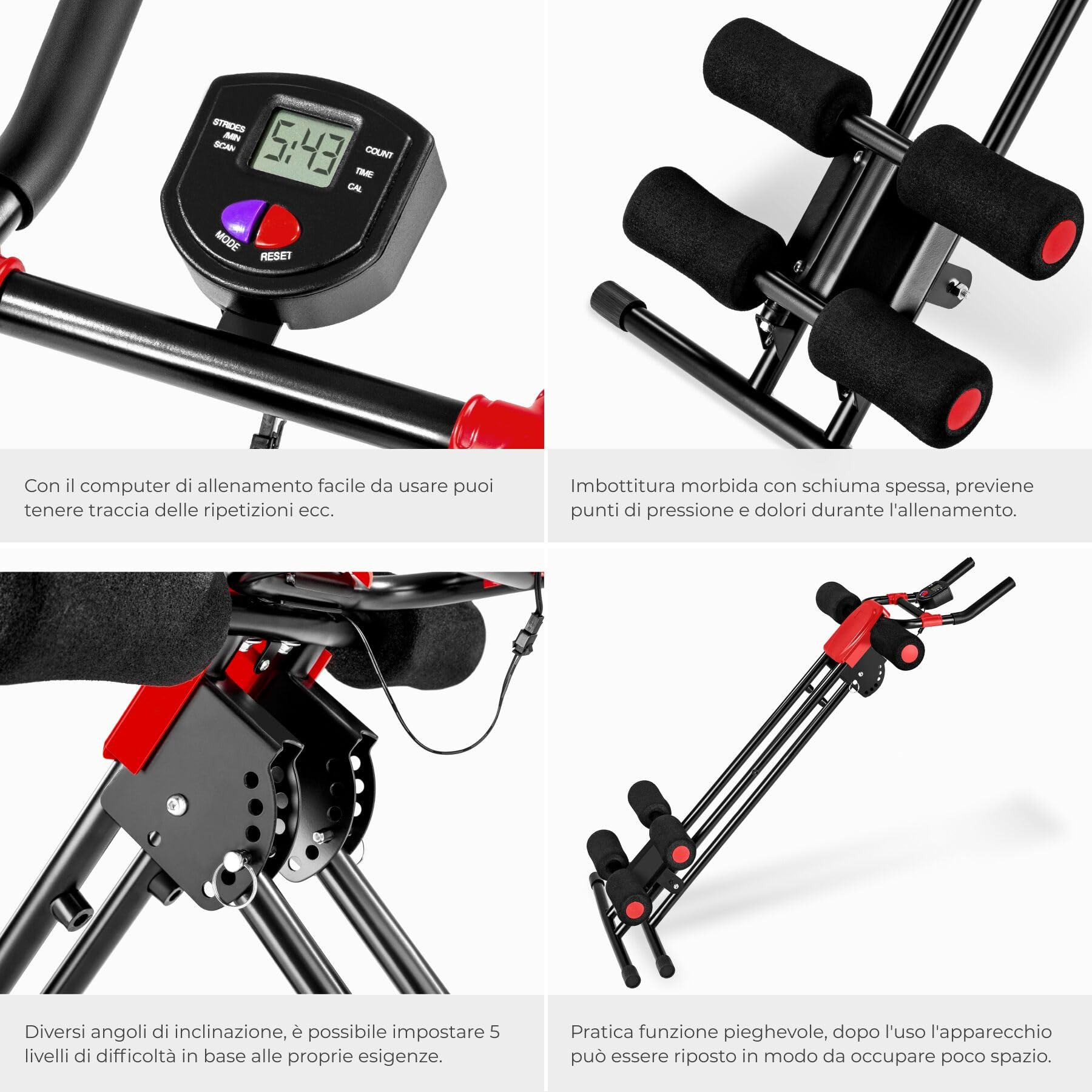 tectake® Attrezzo per Addominali Ripiegabile 100x54x92cm, Attrezzi Palestra Casa, Attrezzo Addominali Multifunzione e Salvaspazio per Palestra in Casa, Home Gym, Workout Abs, Allenamento Addome