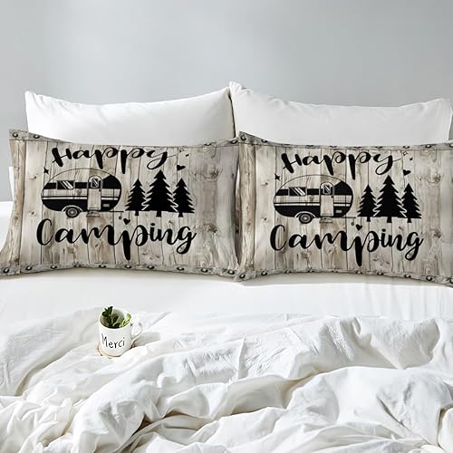 Miniatura 3 de Juego de sábanas para cámper tamaño matrimonial para niños y niñas, sábanas de madera para adolescentes de Happy Camping Farm, accesorios de