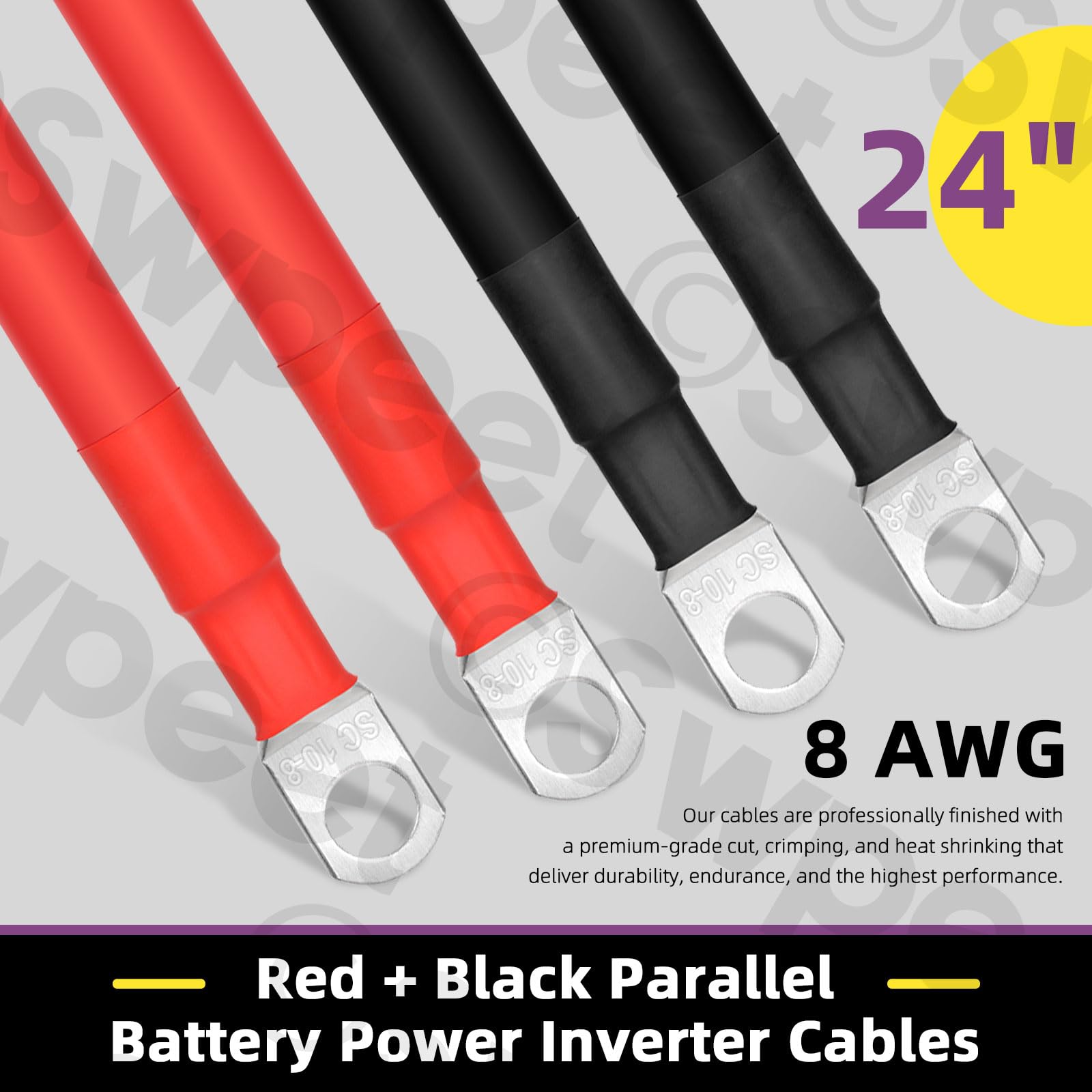 Câbles Onduleurs De Batterie En Cuivre Pur De Calibre 8 AWG Rouge