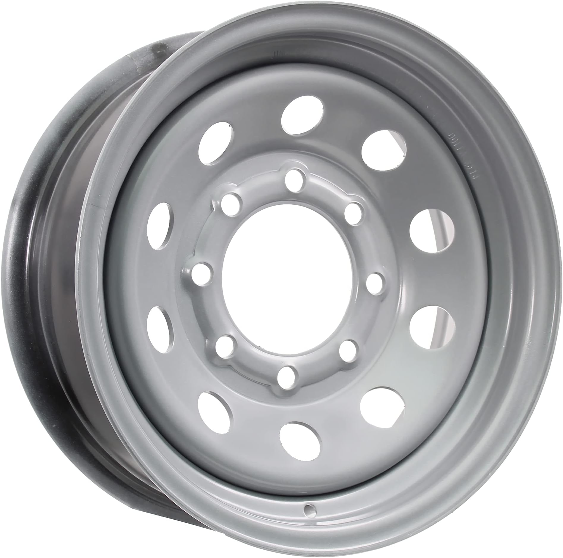 16" Silver Mod Trailer Wheel 8 Lug (8x6.5) Bolt Circle | 16 X 6 Silver Grey Rim, 8 Lug on 6.5 Inch Bolt Pattern, 4.90 Inch Center Bore, 3750 Lbs Max Load, Trailer Tire Use Only