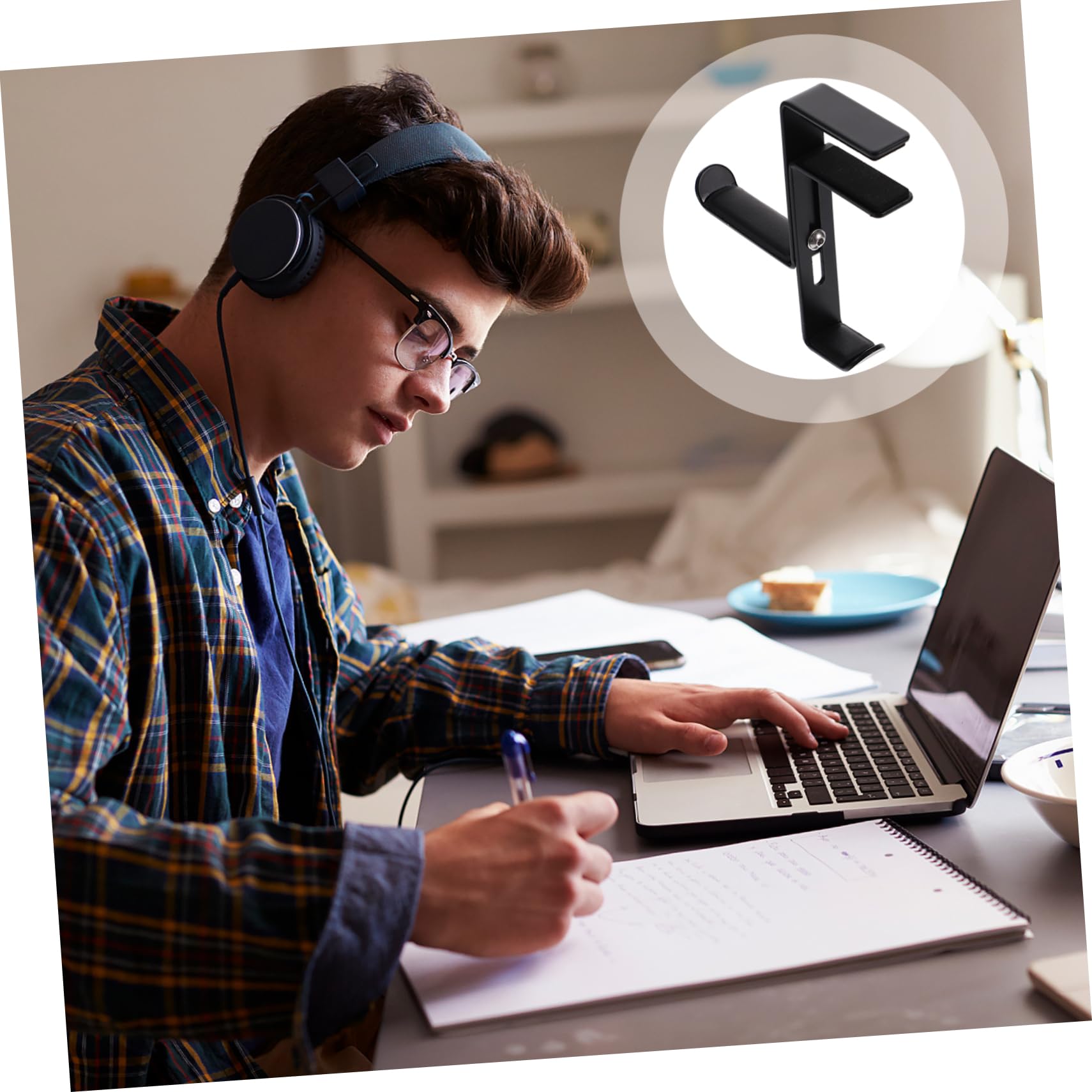 UKCOCO 3 Piezas Colgador De Auriculares Organizador De Auriculares Gancho De Almacenamiento De Auriculares Soporte para Colgar Auriculares Aleación Montado En La Pared Marco De La Mesa
