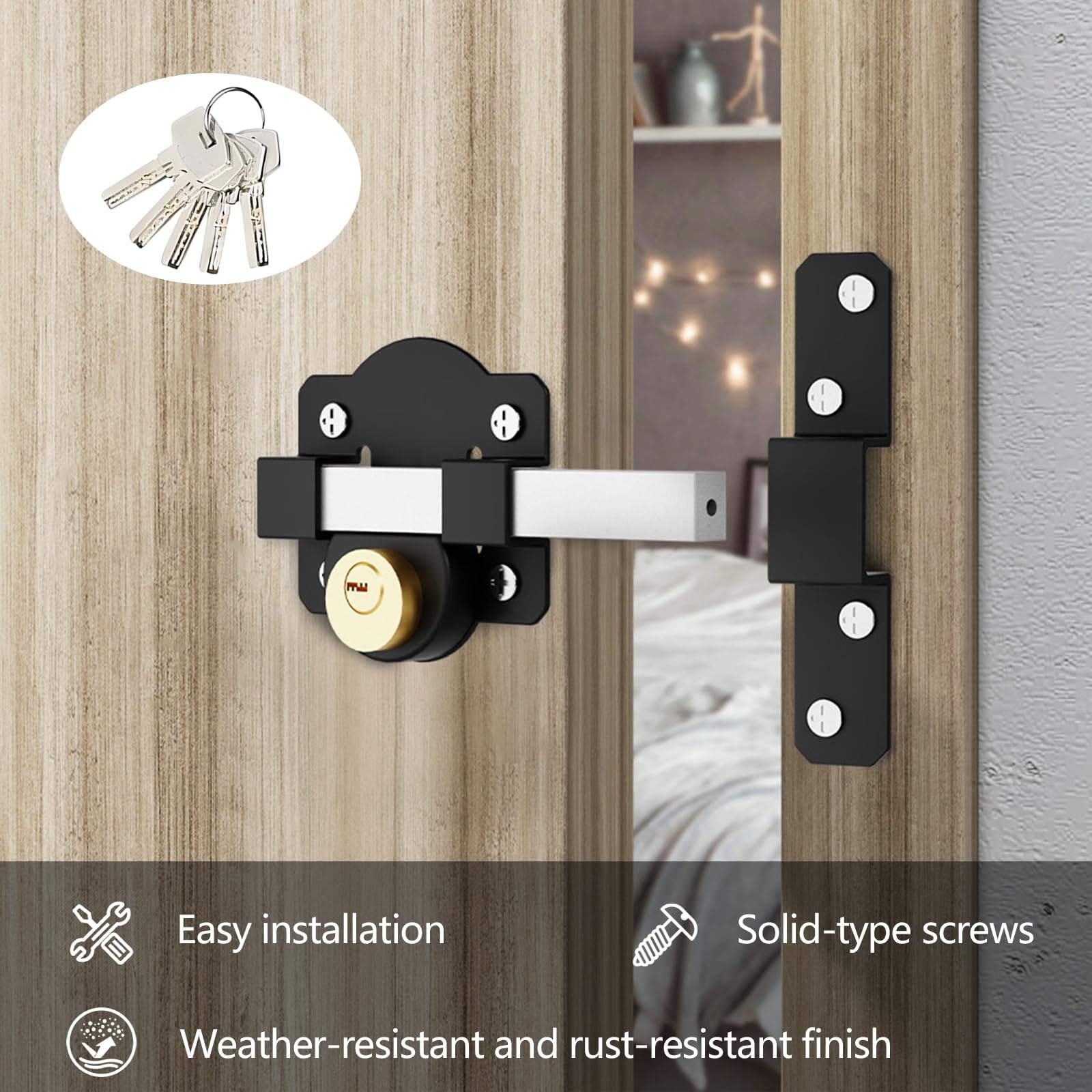 Cerradura Puerta, Cerradura Puerta Interior con Cilindro de Bloqueo de 50 mm Doble Bloqueo de Acero Inoxidable con 5 Llaves para Puerta de Metal Puerta de Madera Entradas de Casas Dormitorios