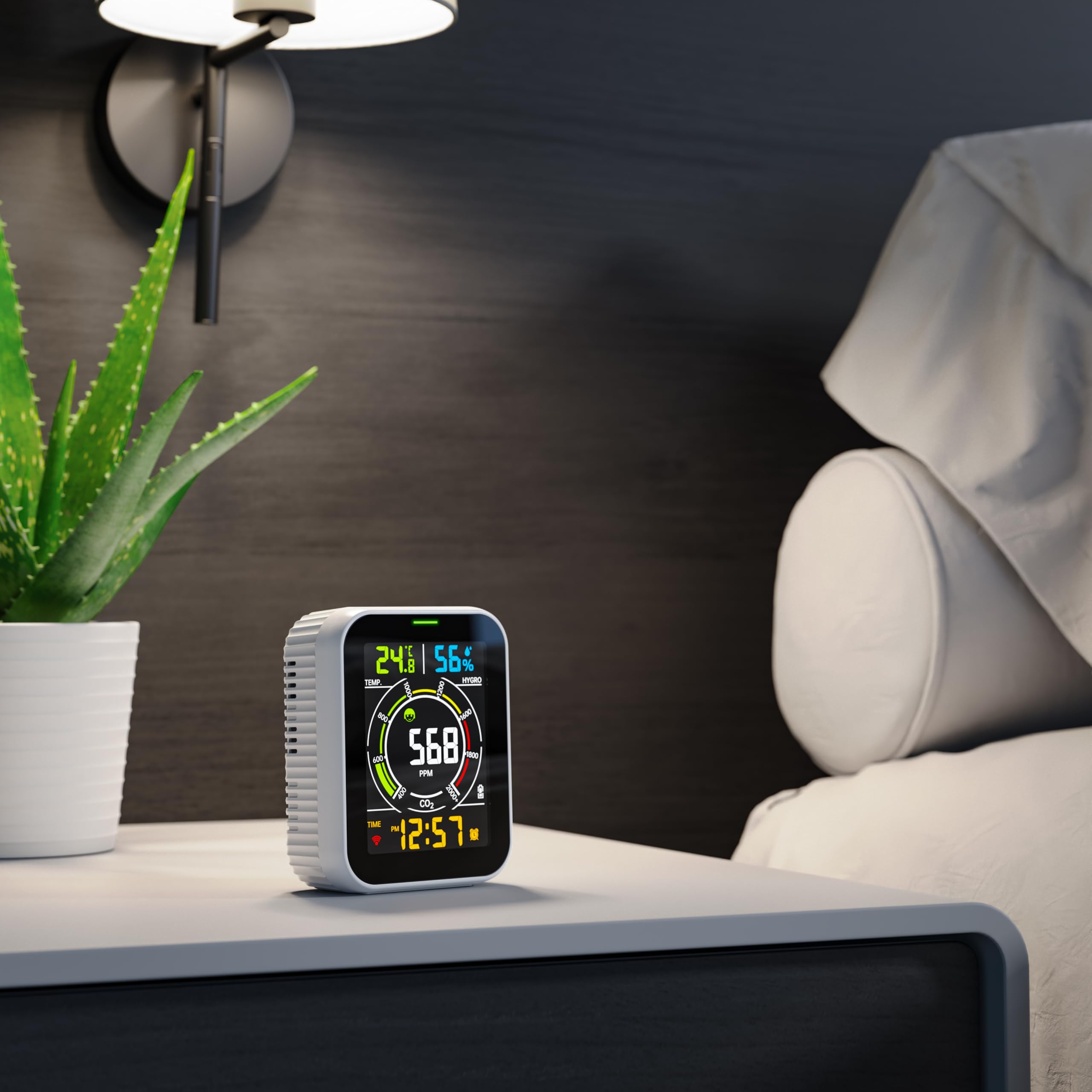 Brandson - CO2 Messgerät WiFi - CO2 Melder WLAN Luftqualitätsmessgerät - Kohlenstoffdioxid Sensor Messung PPM - Tuya Smart Home - Raumluft Lüftungsampfehlung Alarm - Temperatur - Luftfeuchtigkeit