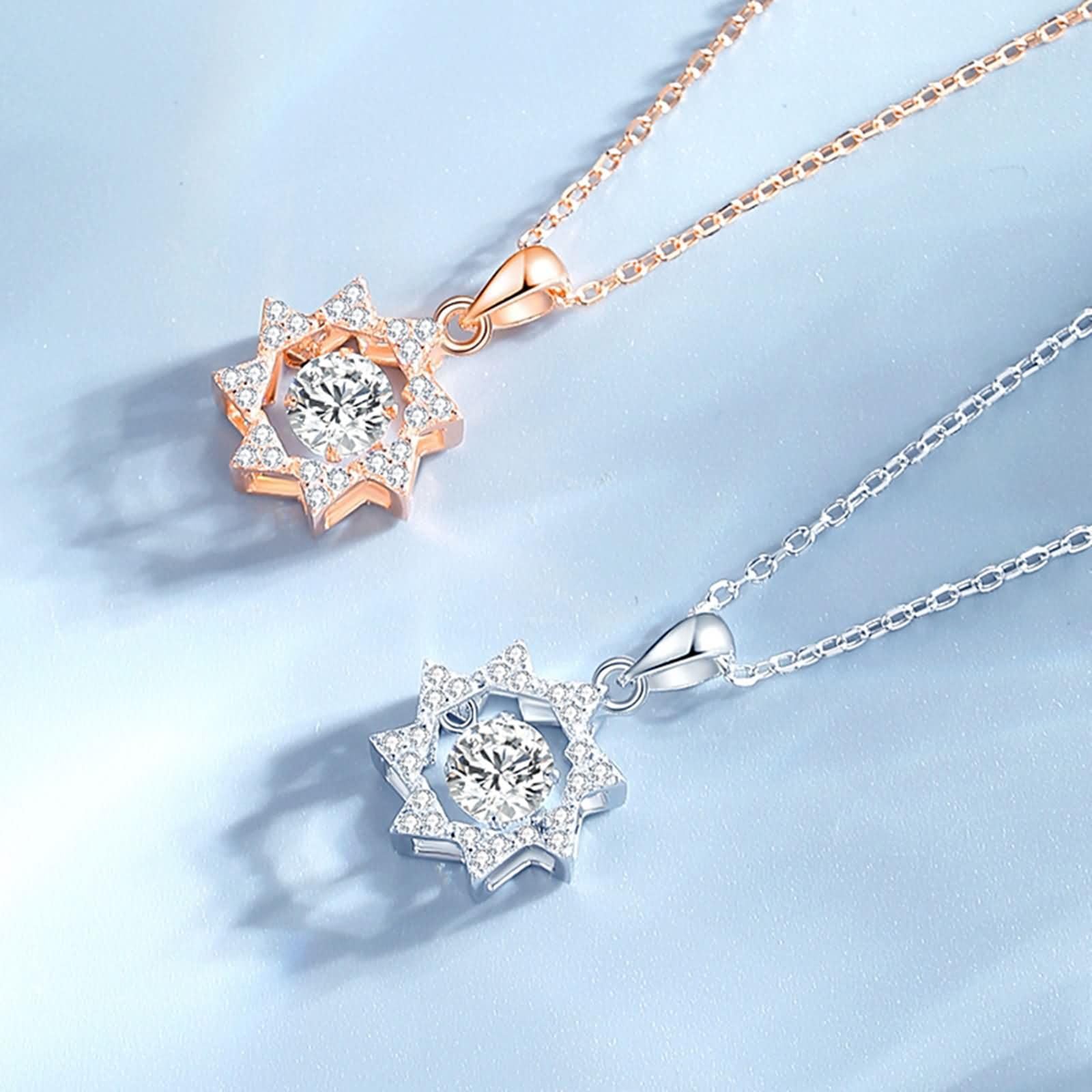 Collar con colgante de cadena de oro blanco de 9 K/14 K/18 K para mujer, en forma de estrella con moissanita de 0,5 quilates, collar azul plateado para mujer