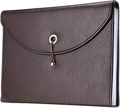 IGNPION PU Leather A4 Expanding Folder File Organisersn 13 Pocket Document Wallet Portfolio Business Folder with Elastic Closure (Brown)