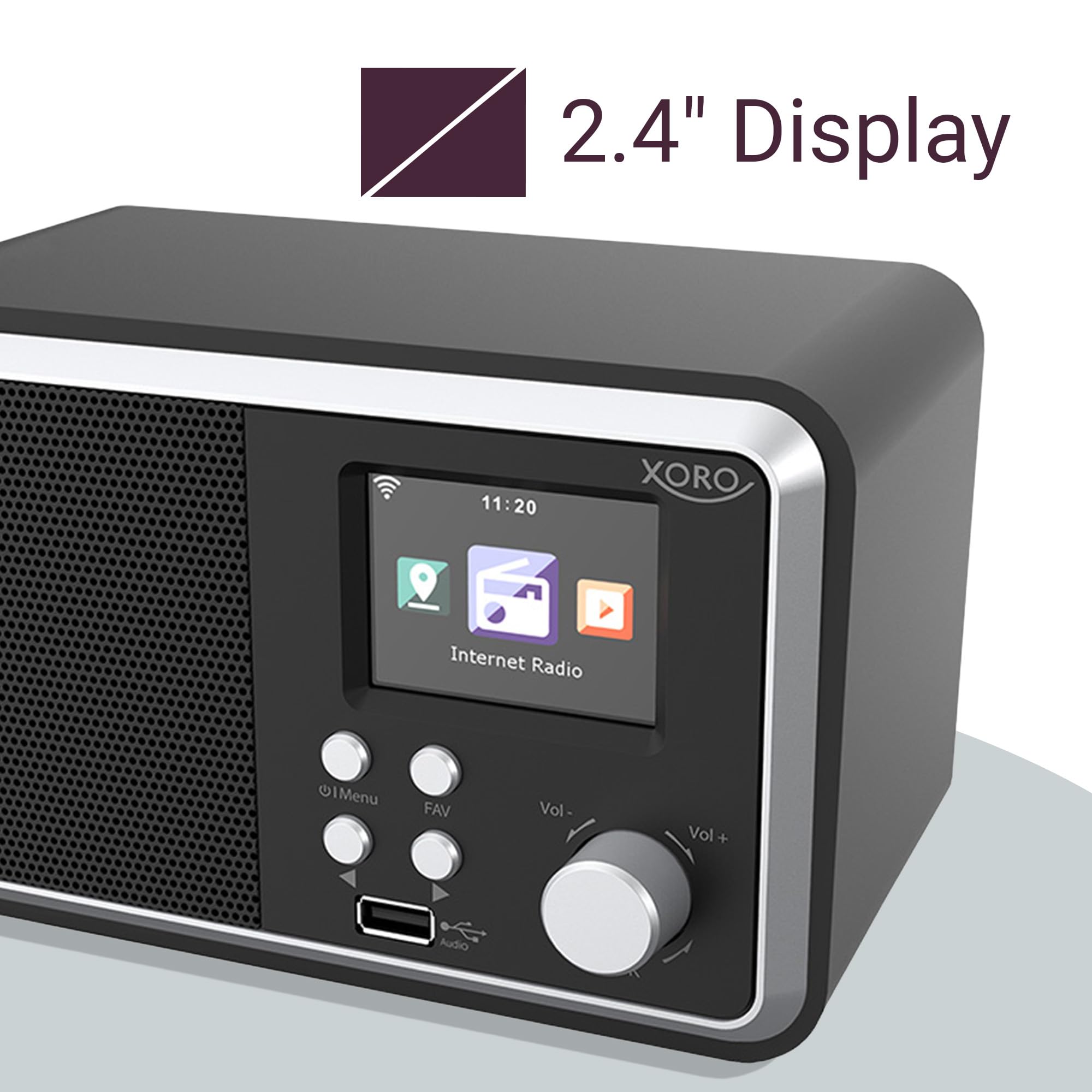 XORO DAB 300 IR digitales WLAN Internet Radio mit DAB+ & FM Empfang, Bluetooth 5.2, Podcast-Wiedergabe, 2,4" Zoll Farbdisplay, integriertem Wecker, Schwarz