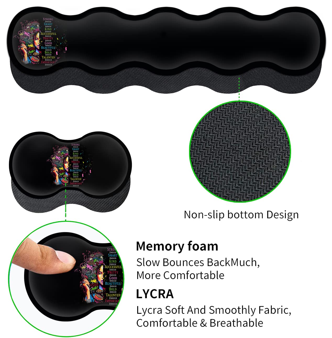 Alfombrilla grande extendida para mouse + soporte para reposamuñecas para teclado, reposamuñecas ergonómico de espuma viscoelástica, 4 piezas (31.5 x 11.8 pulgadas), juego de almohadillas de