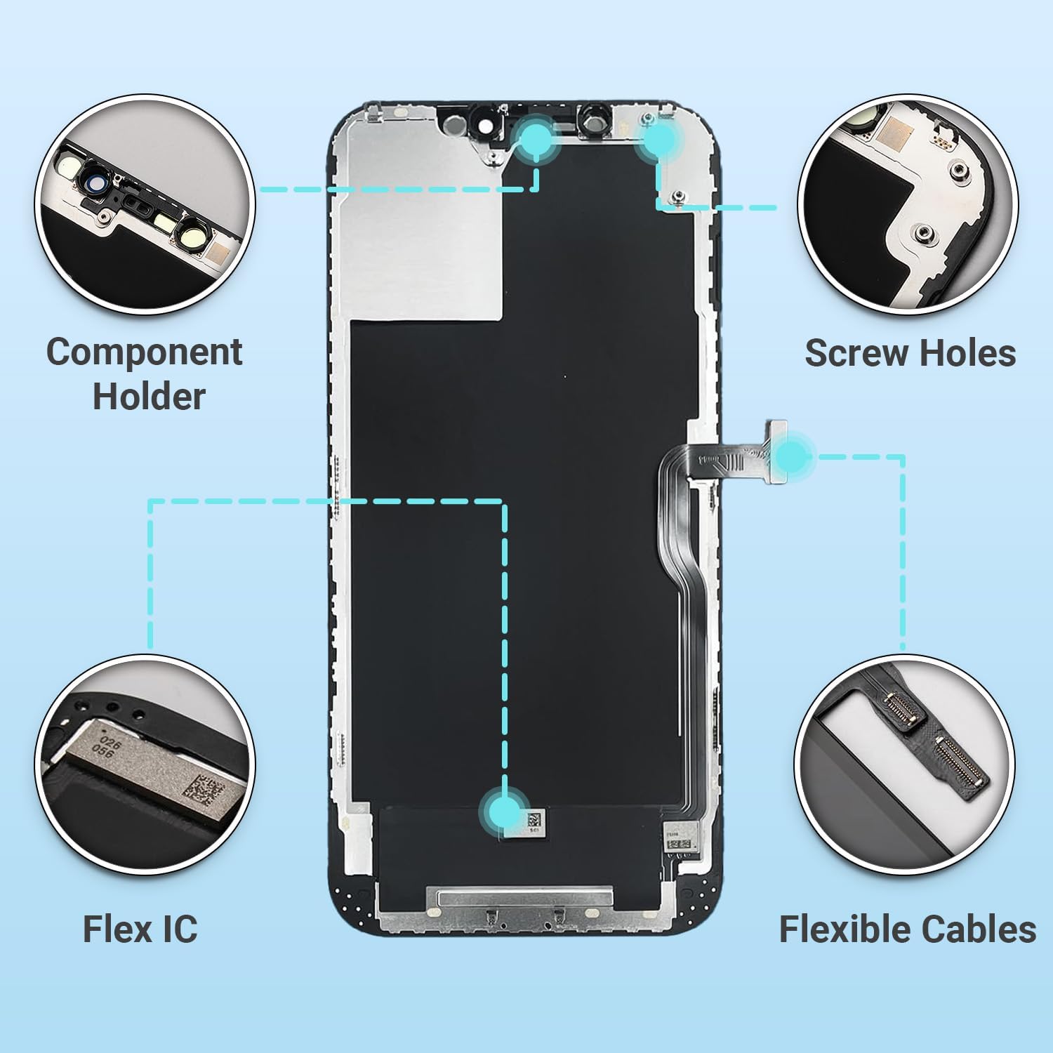 Screen Replacement for iPhone 12 Pro Max, 6.7 Inch LCD Full HD Display with Touch Digitizer Assembly Includes Repair Toolkit, Waterproof Adhesive, and Tempered Glass Screen Protector