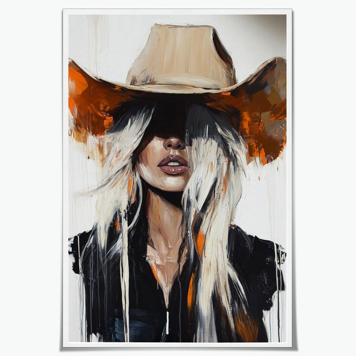 Abstract Cowgirl Wall Art Modern Western Canvas Print