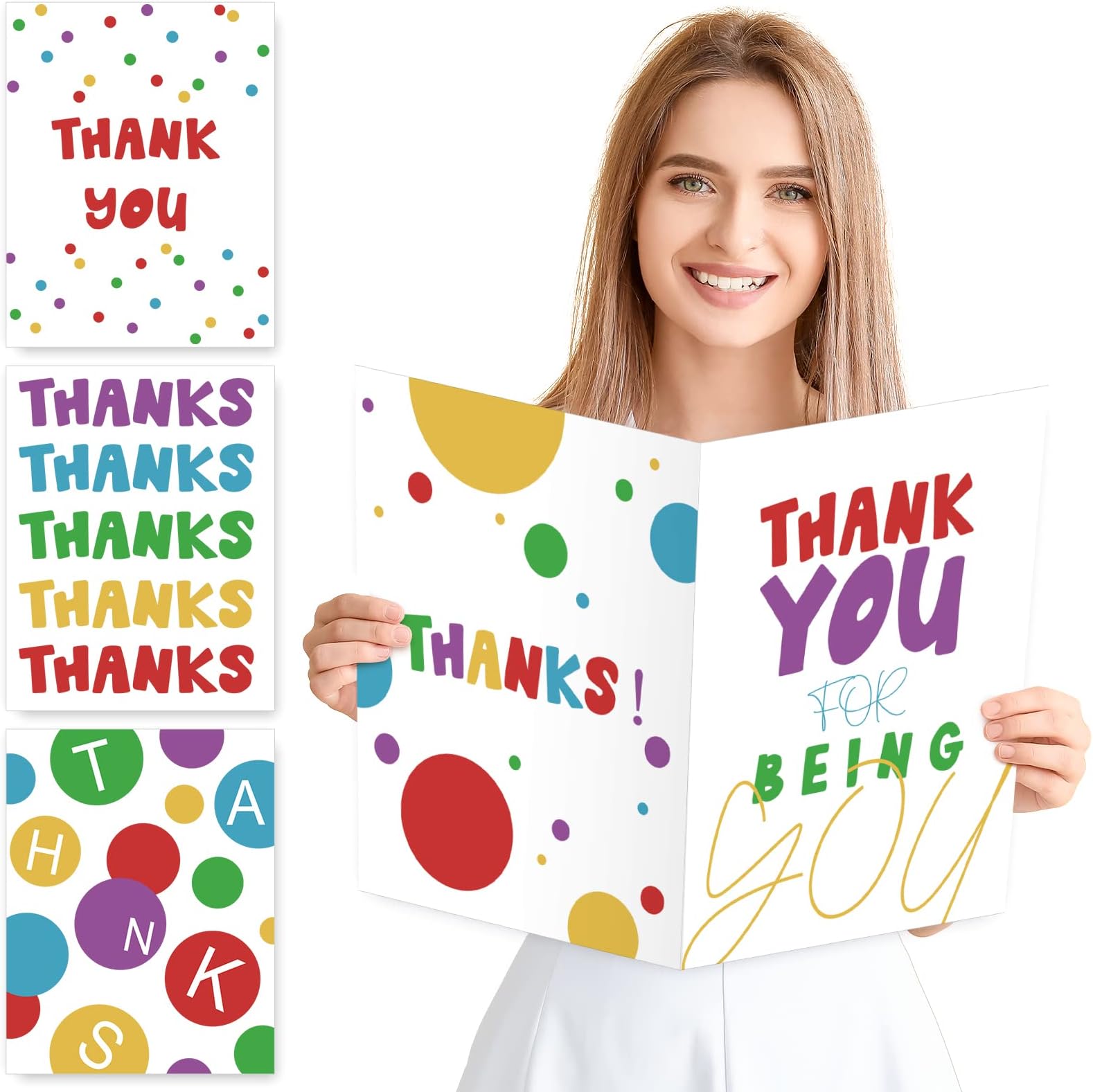 AnyDesign 4Pcs Large Thank You Cards with Envelopes 11 x