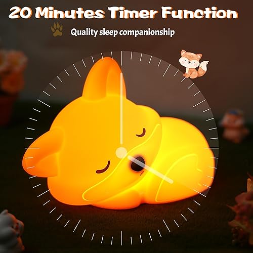 Miniatura 3 de Lampeez Luz nocturna de zorro, bonitos regalos de zorro, lámpara de silicona suave, luz nocturna LED táctil, decoración de dormitorio como regalo de