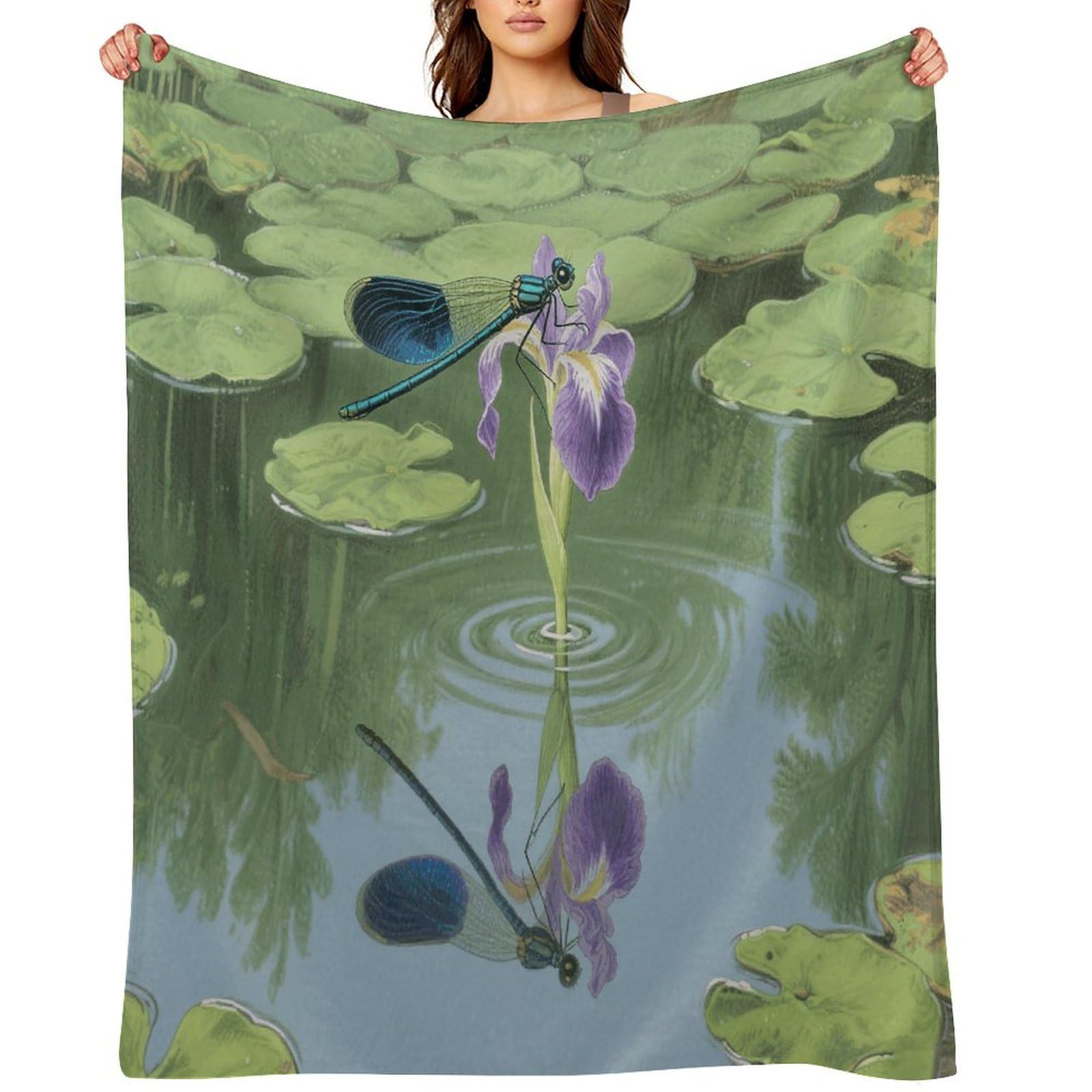 Dragonflies Throw Blanket for Couch and Bed Super Soft Warm Lightweight Throw Blankets Cozy Fuzzy Flannel Blanket Personalized Decorative Blankets for Sofa Decor 50"x60"