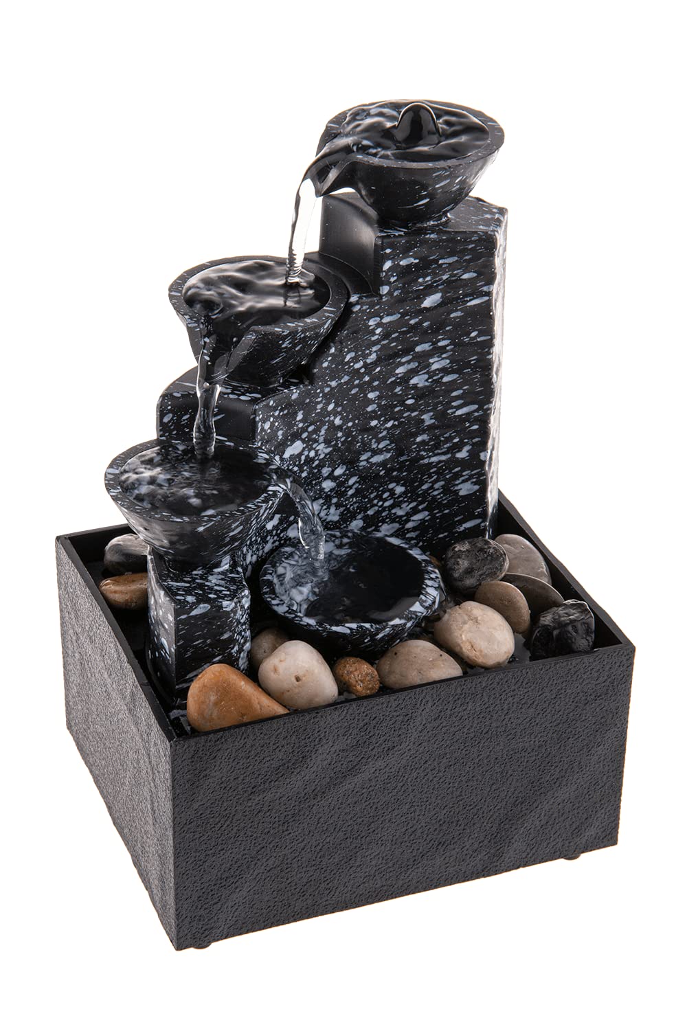 Out of the blue Zimmerbrunnen mit Dekosteinen, ca. 17 x 9 x 11 cm, mit USB Kabel, L: 1m, aus Polystone