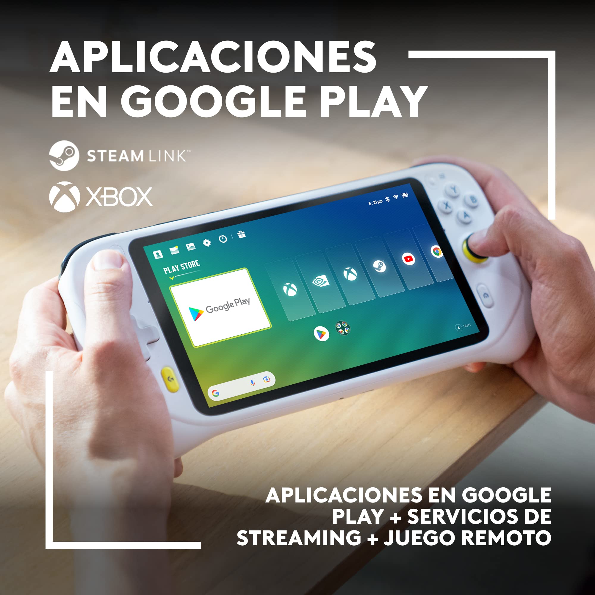 Logitech G Cloud Gaming Handheld, consola portátil con batería de larga duración, pantalla táctil 1080P de 7 in, Xbox Cloud Gaming, NVIDIA GeForce, Google Play - Blanco
