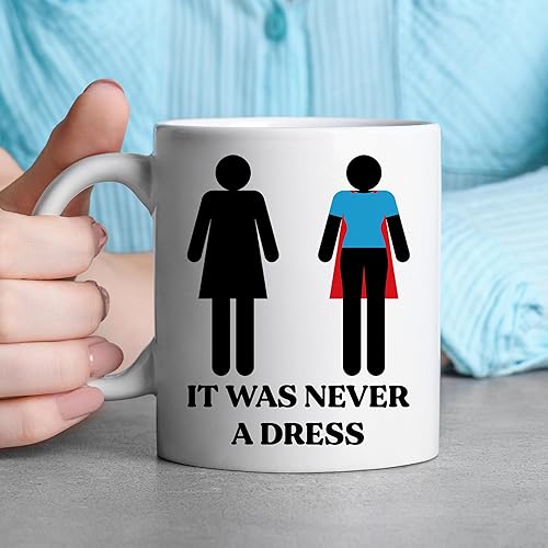 Miniatura 3 de -11Oz- Taza de café con texto en inglés "It Was Never A Dress", divertida taza de café feminista feminista, taza de regalo de empoderamiento para