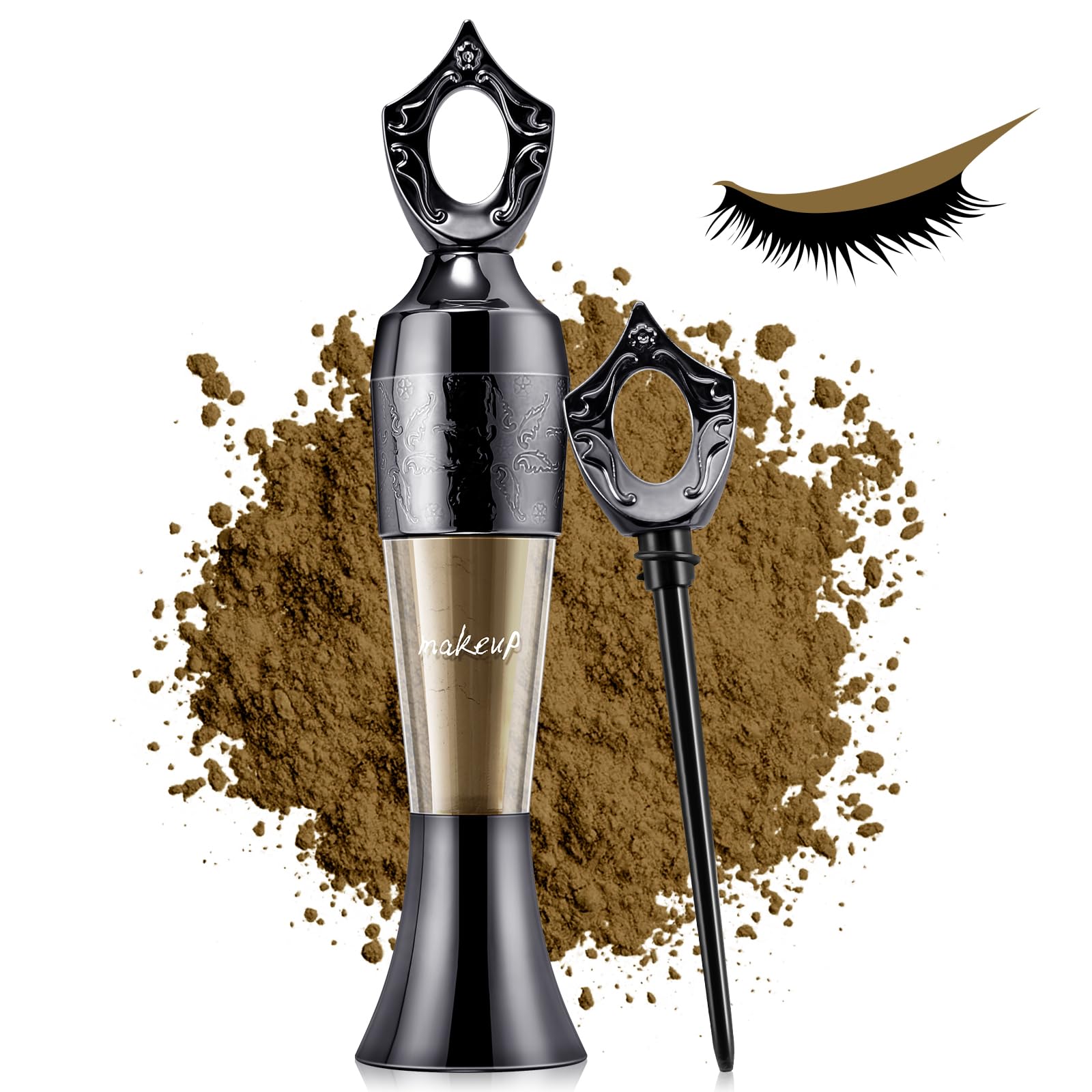 Boobeen Delineador de Ojos en Polvo Hecho a Mano, Delineador de Ojos Natural en Polvo, Impermeable y a Prueba de Manchas para Maquillaje de Contorno de Ojos