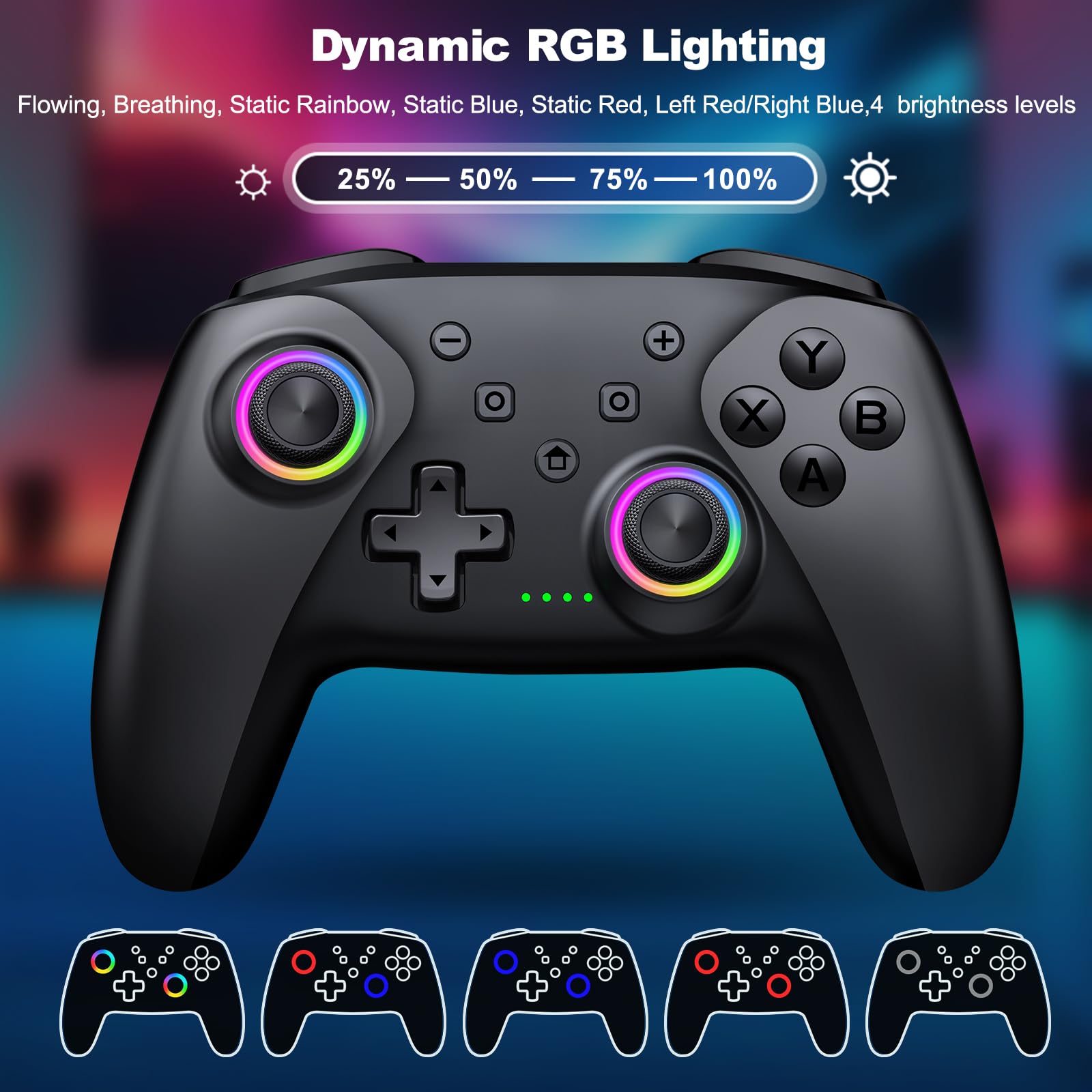 CoguyTech Wireless PC Controller mit Hall Joystick, Bluetooth Gamepad, kein Drift, RGB Licht, 10 Stunden Spielzeit
