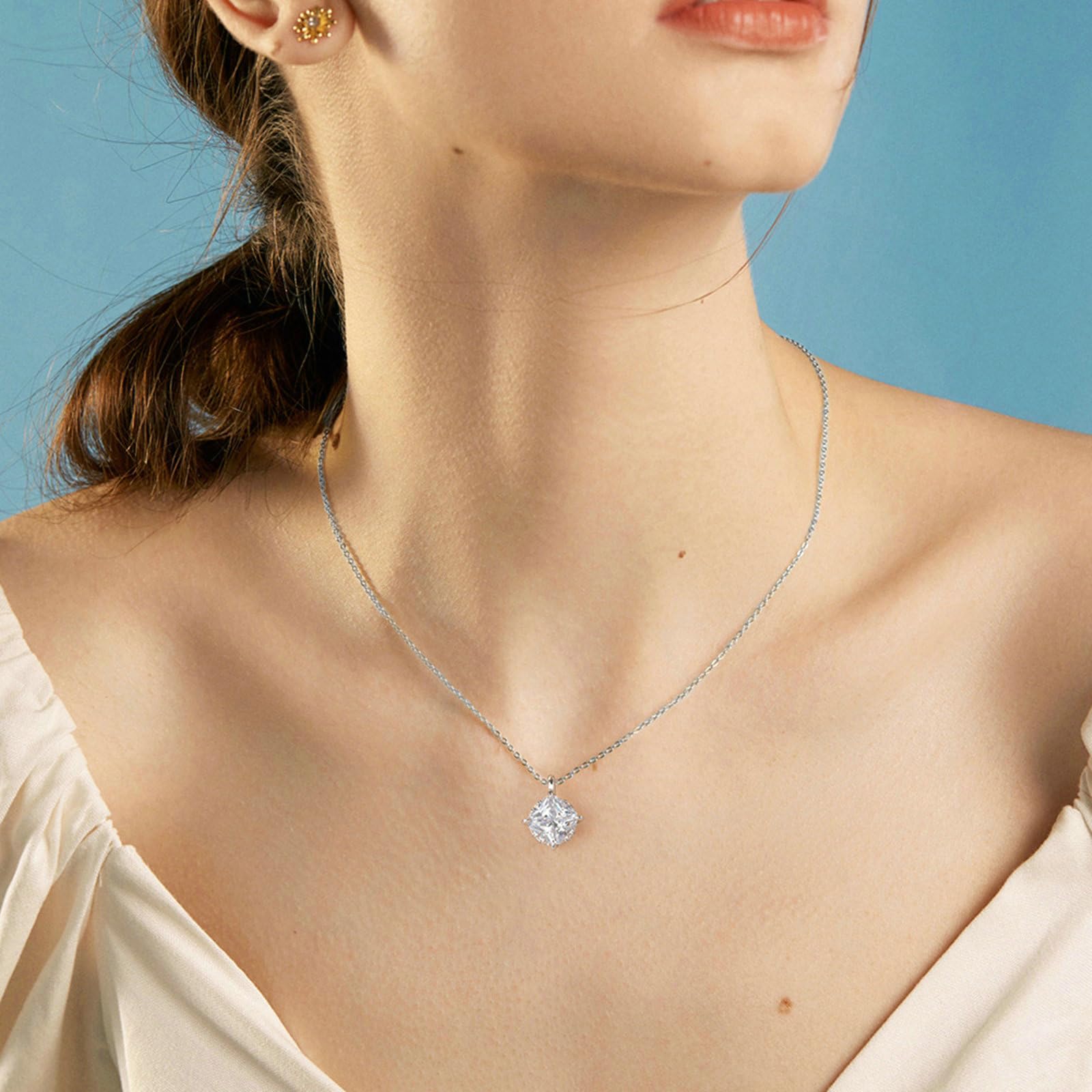 Collana con Ciondolo Donna in Argento Argento Collana Pendente Ciondolo in Zircone Zirconia Cubica