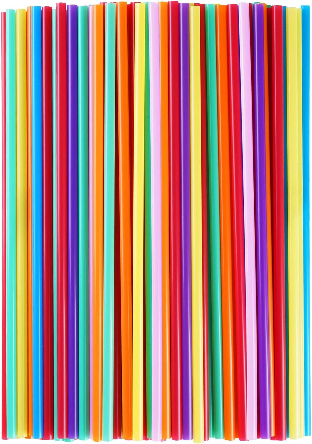 Amazon.com: 100 Pcs Colorful Plastic Long Disposable Drinking Straws ...
