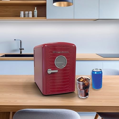 Miniatura 6 de Frigidaire 9 latas6l mini refrigerador personal refrigerador puerta de acabado de cocodrilo-W 7.08" x L 11.81" X H 10.04 (rojo)