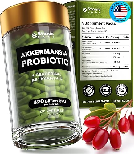 Akkermansia Muciniphila Probiotics 320 mil millones de UFC, probióticos y prebióticos  Probióticos Akkermansia para la salud intestinal  Cápsulas de