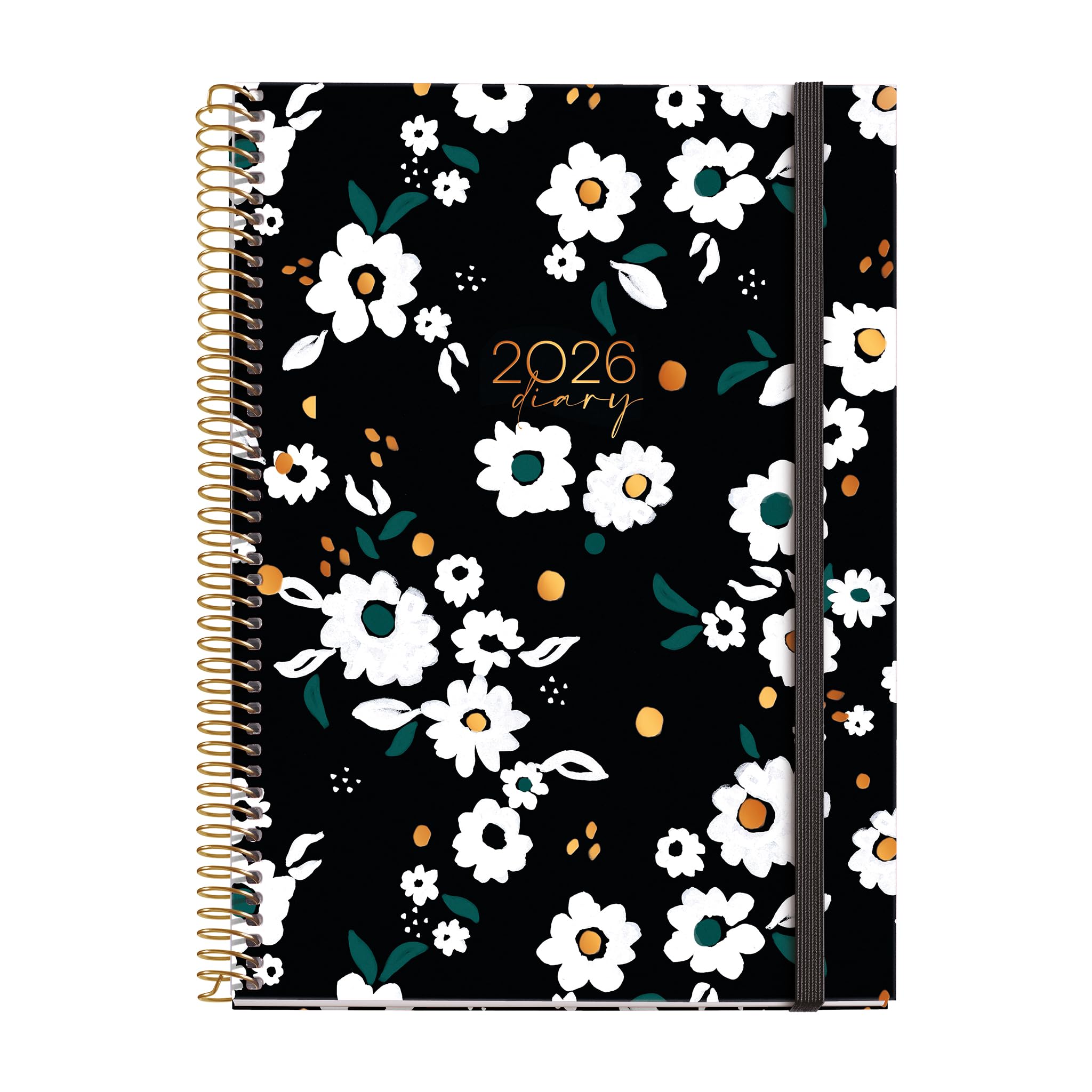 Agenda Miquelrius 2026 Un Jour Par Page - Format A5+ (155x213 Mm) - Couverture Rigide, Spirale, élastique - Noir Garden - 8