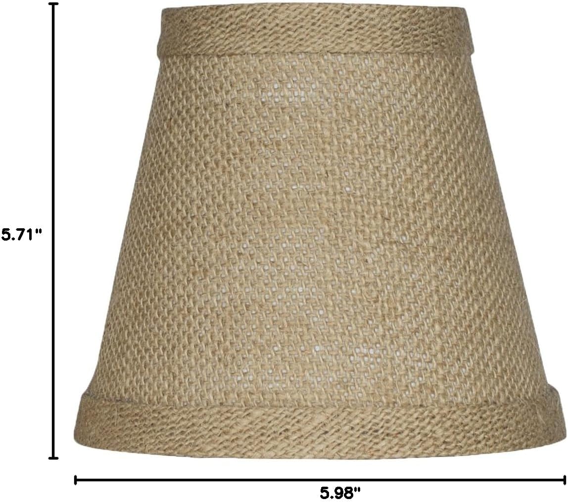Urbanest Chandelier Lamp Shade 3x5x4.5", Hardback, Clip On, Burlap (Set of 6)