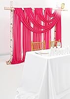 Vista 276 de Tela para envolver arco de boda, 4 paneles de 28 x 20 pies, cortinas de arco de boda rosa para ceremonia, cortinas de tela de gasa para cenador