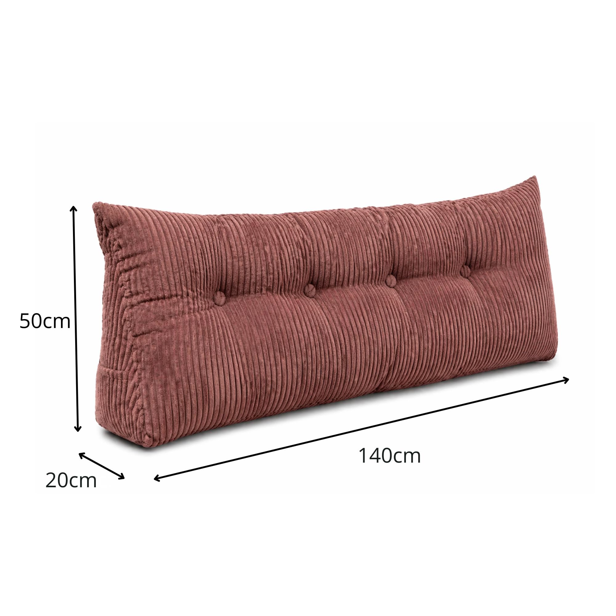 chilly pilley® Stützkissen Cord Rückenkissen Lesekissen Bettkissen Wandkissen Keilkissen Bettstützkissen viele Farben, 140x50x20 (Dunkelrosa)