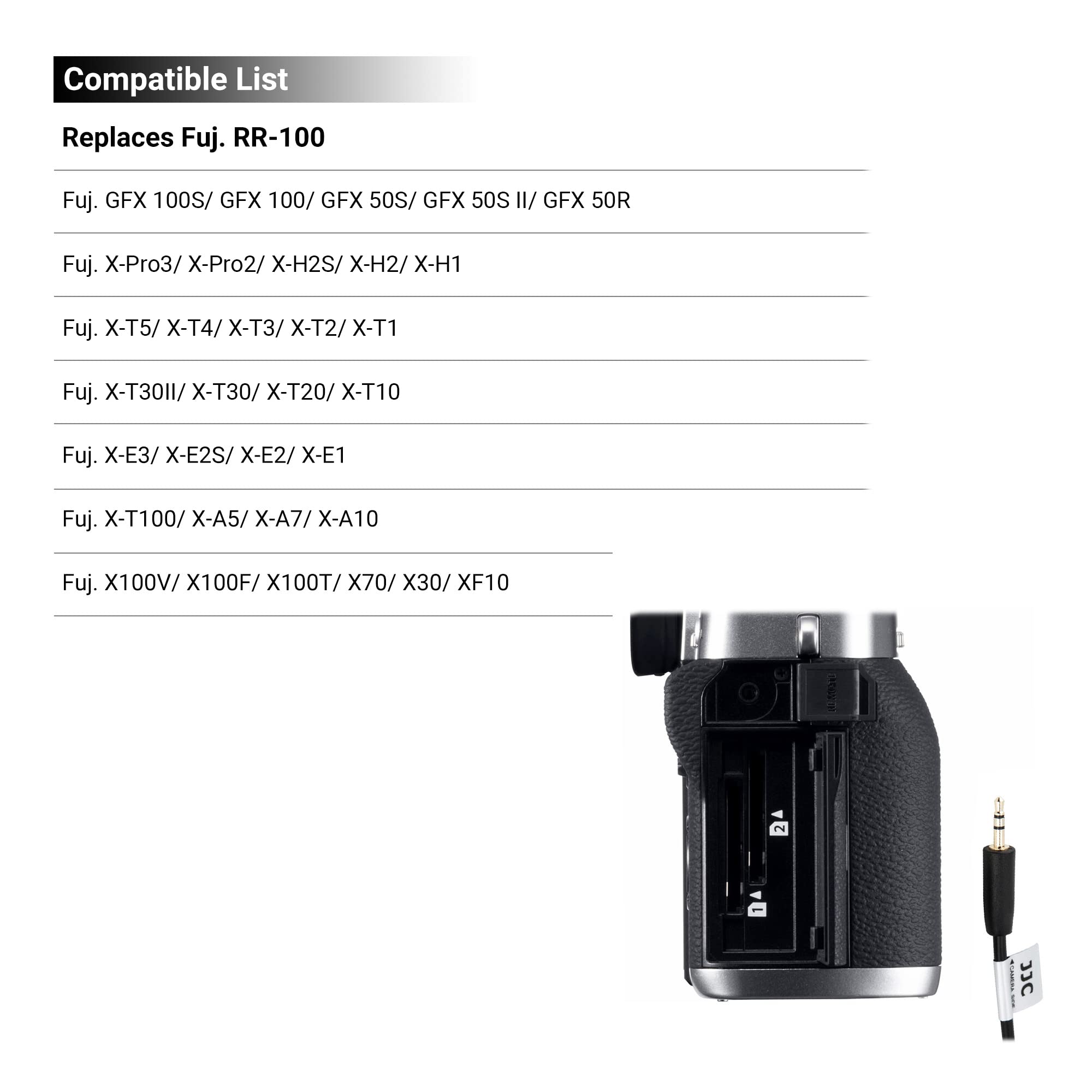 ayex Kabelafstandsbediening AX-10 compatibel met Fujifilm R2/RR100 zB X-100F XT-20 X-T4 X-T3 X-T2 X-T1 X-E2 X-Pro 2 X-100T X-70 X-30 serieactiveringslamp, eenvoudig te gebruiken, geen batterijen