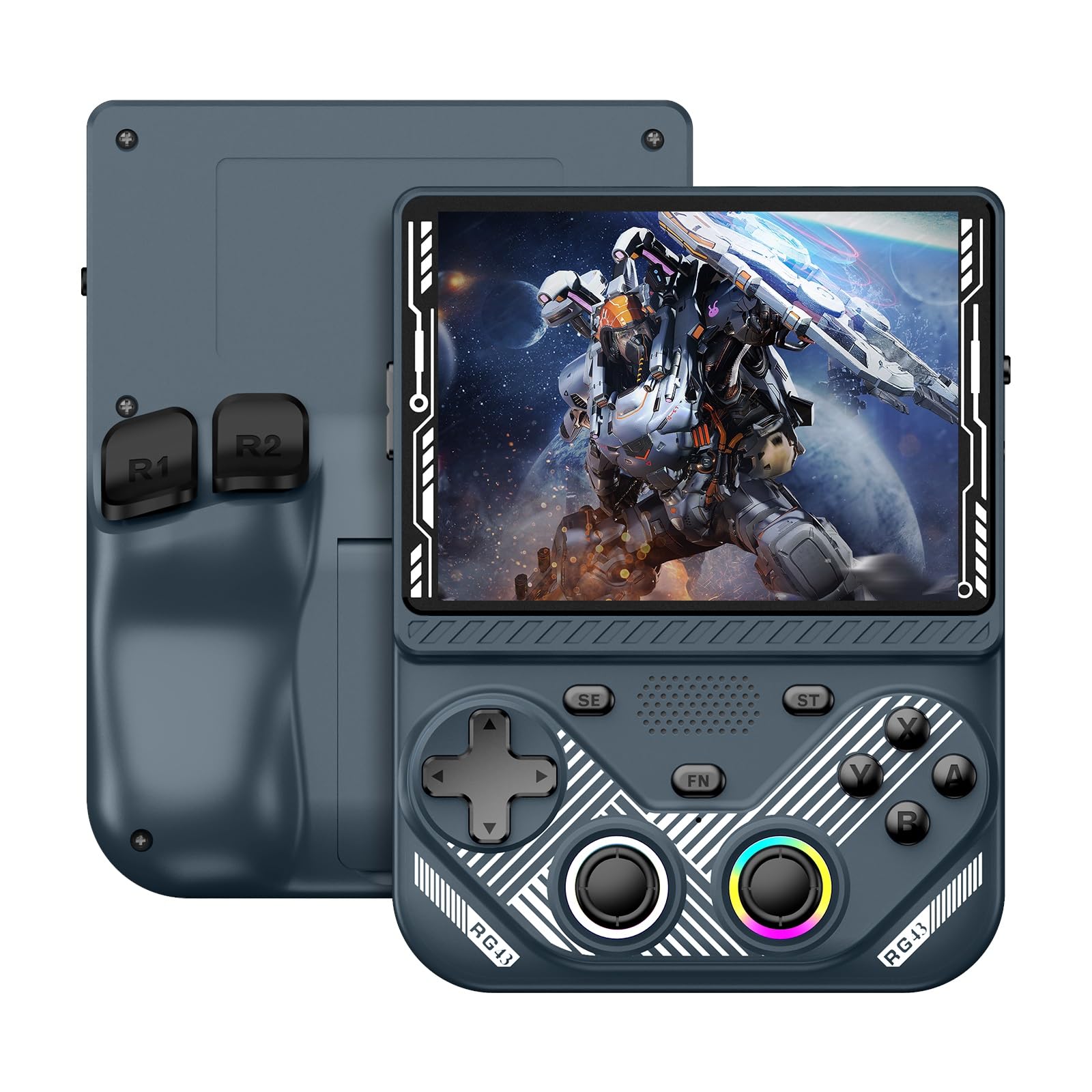 RG43V Pro Retro Handheld Game Console, 4.3 Inch IPS Screen, Portable Open Source Dual System with RK3562 CPU,with 64GB TF Card, Support WiFi Networked Fighting, HDMI TV Output(Glazed 64GB)