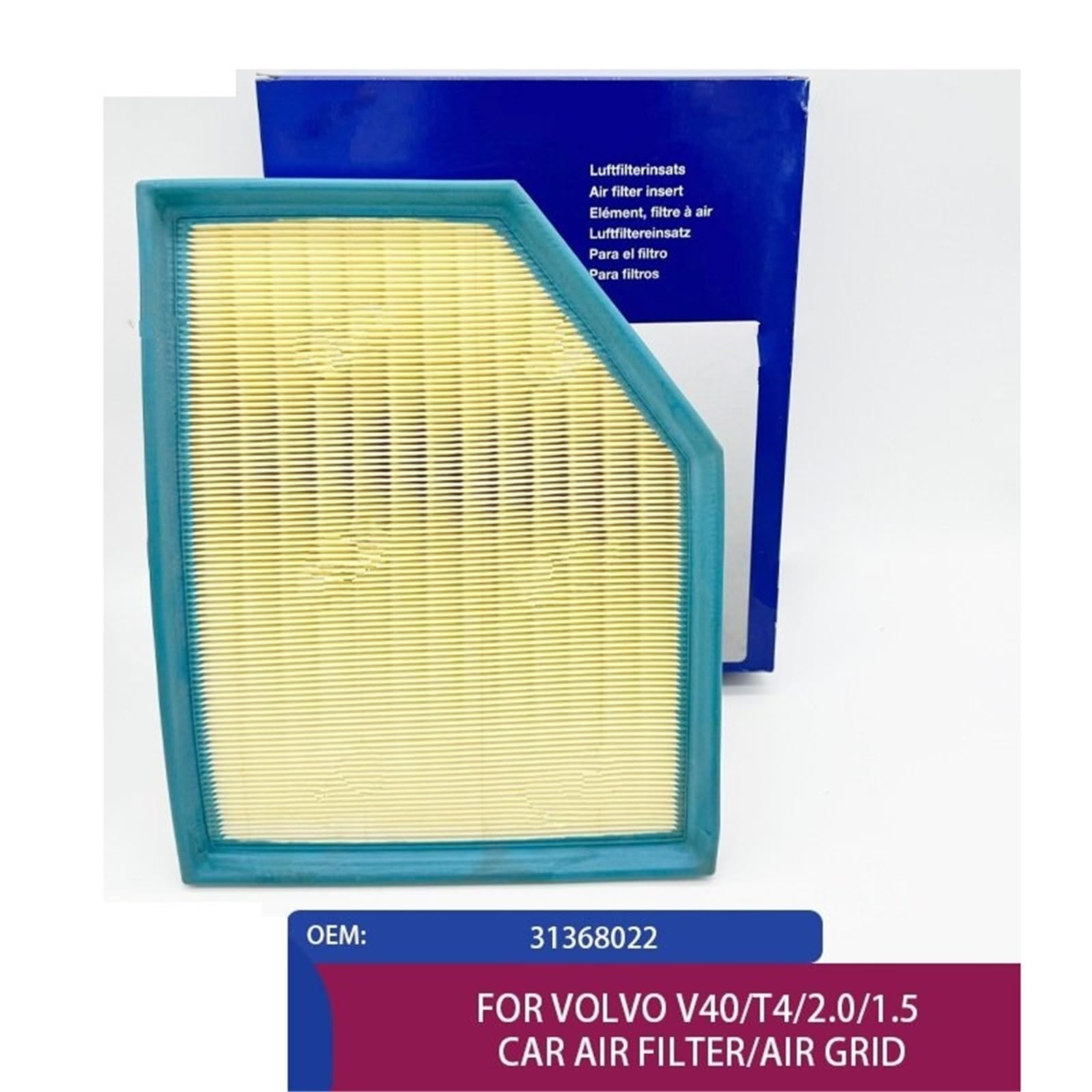 Filtr powietrza samochodu OEM 31368022 Filtry powietrza pasujące do samochodów Volvo V40/T4/2.0/1.5 Filtry powietrza silnika samochodowego Filtr zamienny